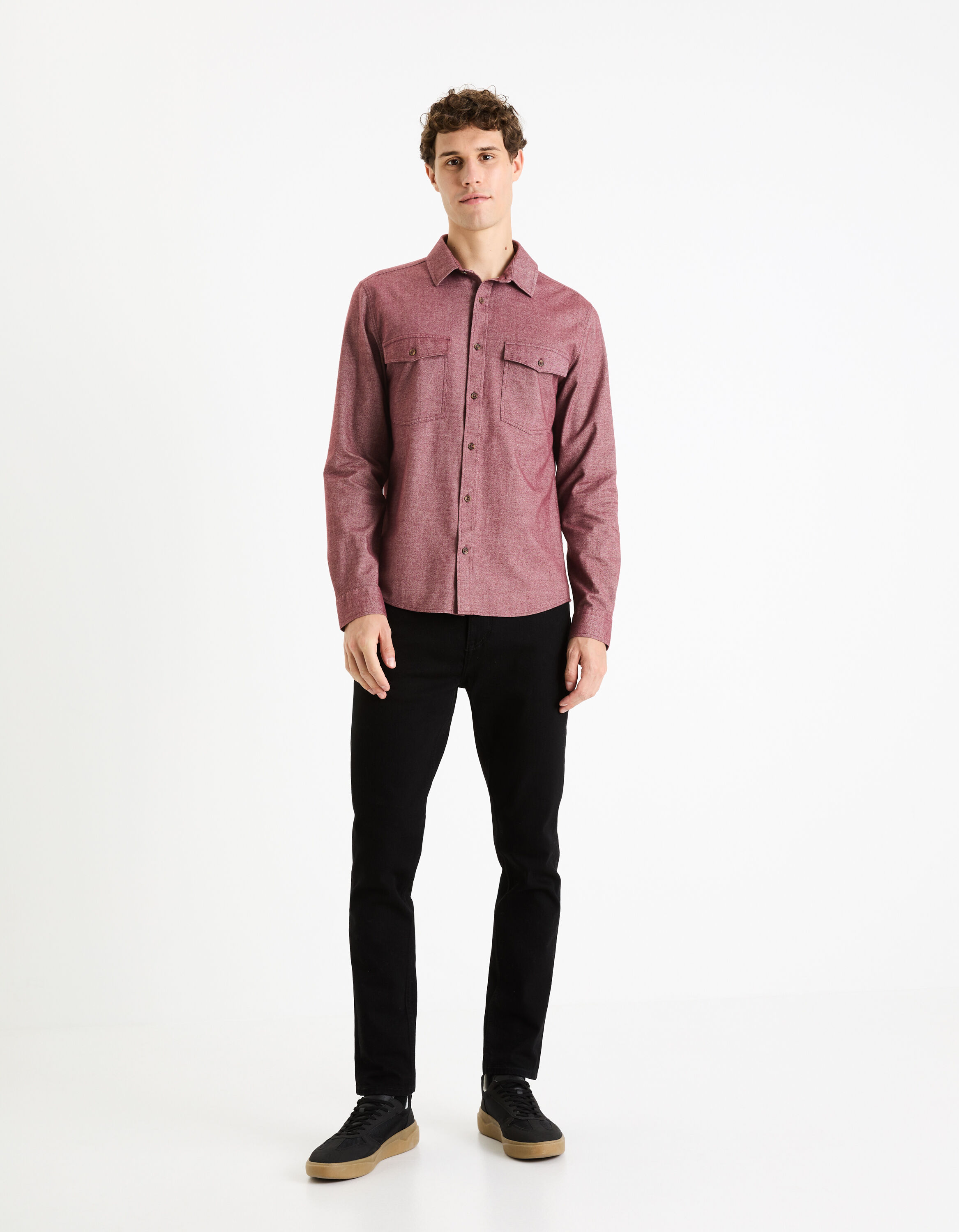 Chemise regular 100% coton - bordeaux