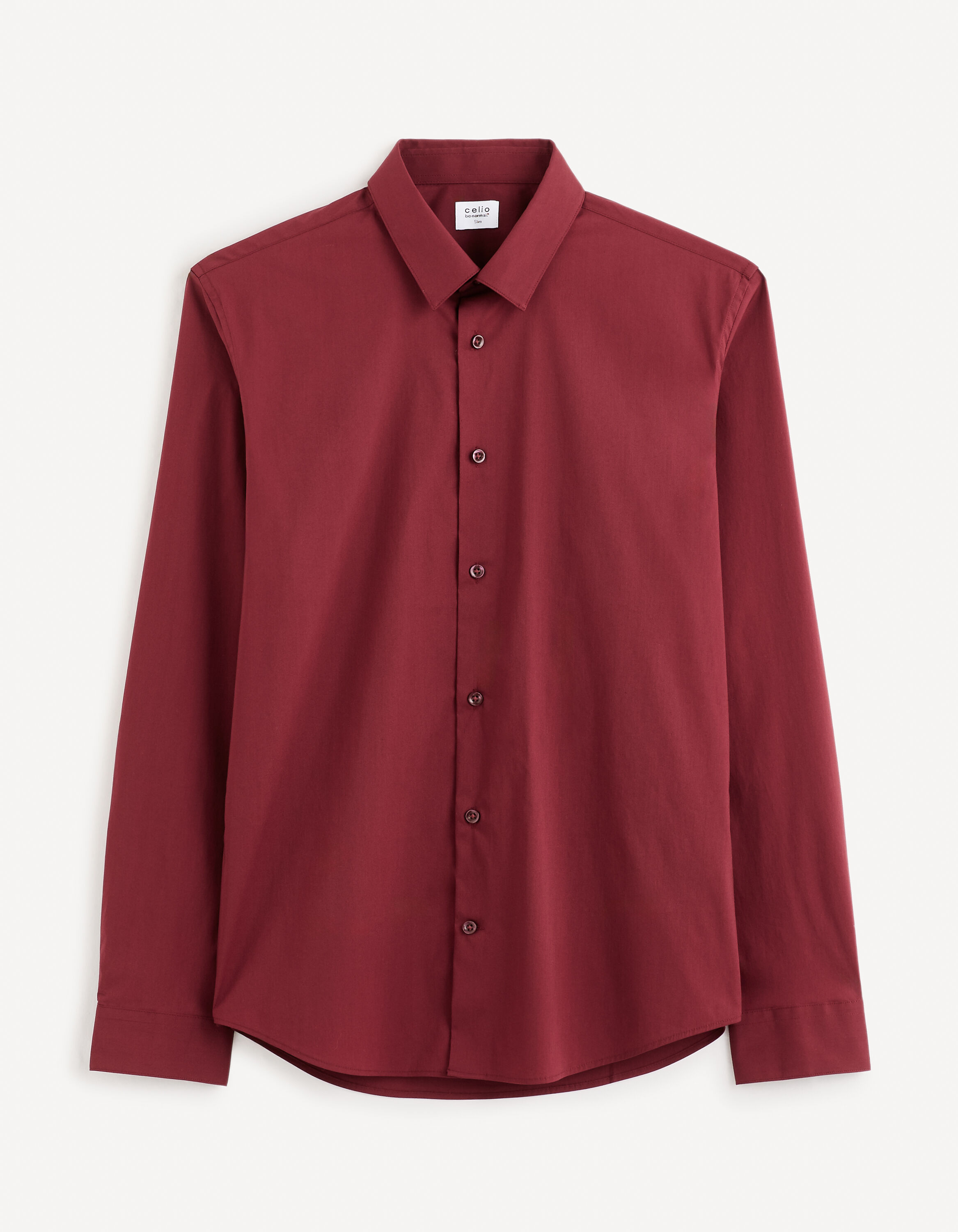 Chemise slim coton stretch - bordeaux