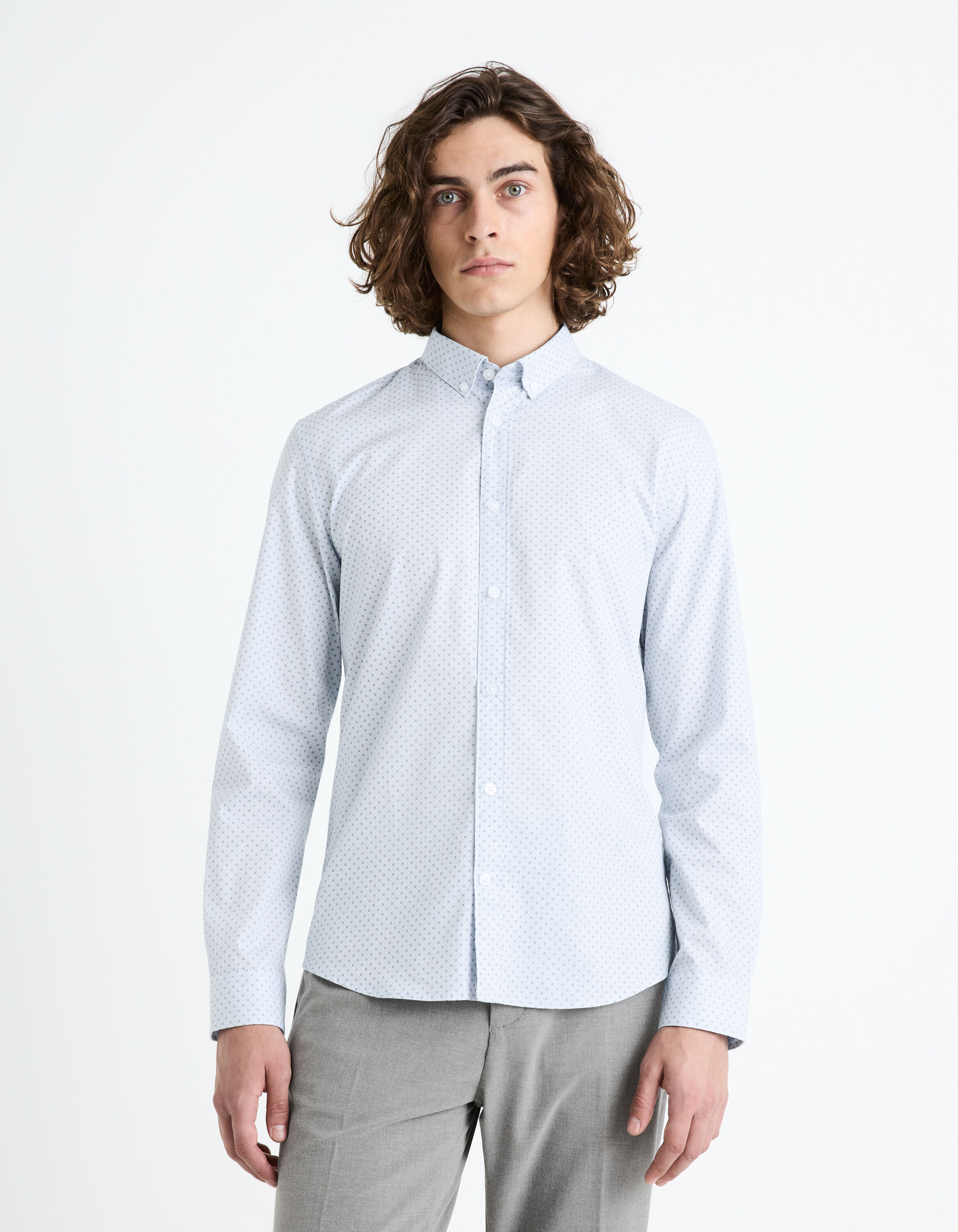 Chemise slim 100% coton - bleu clair