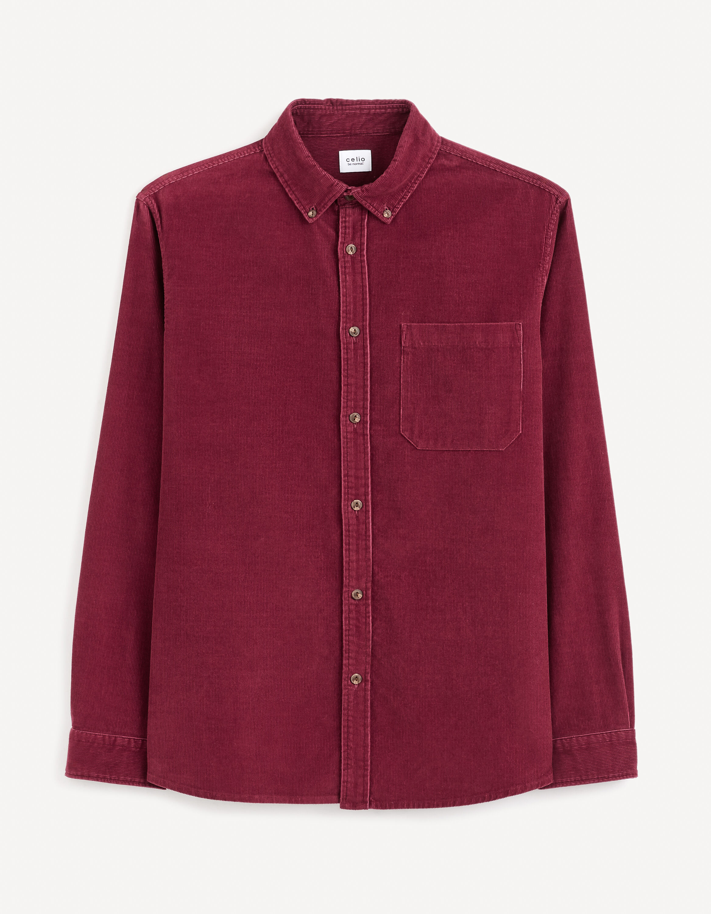 Chemise regular 100% coton velours - bordeaux