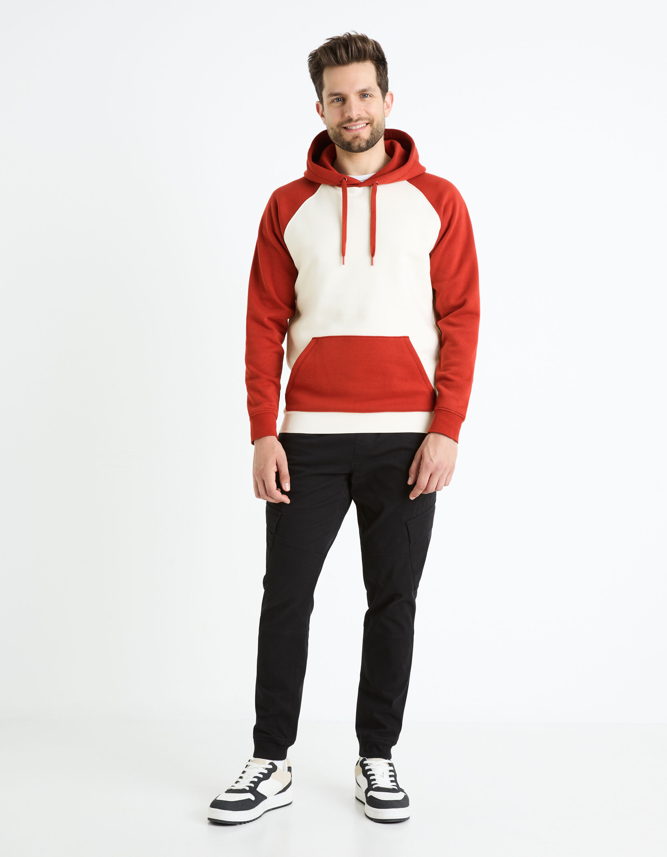 Sweat &agrave; capuche coton m&eacute;lang&eacute; - violet