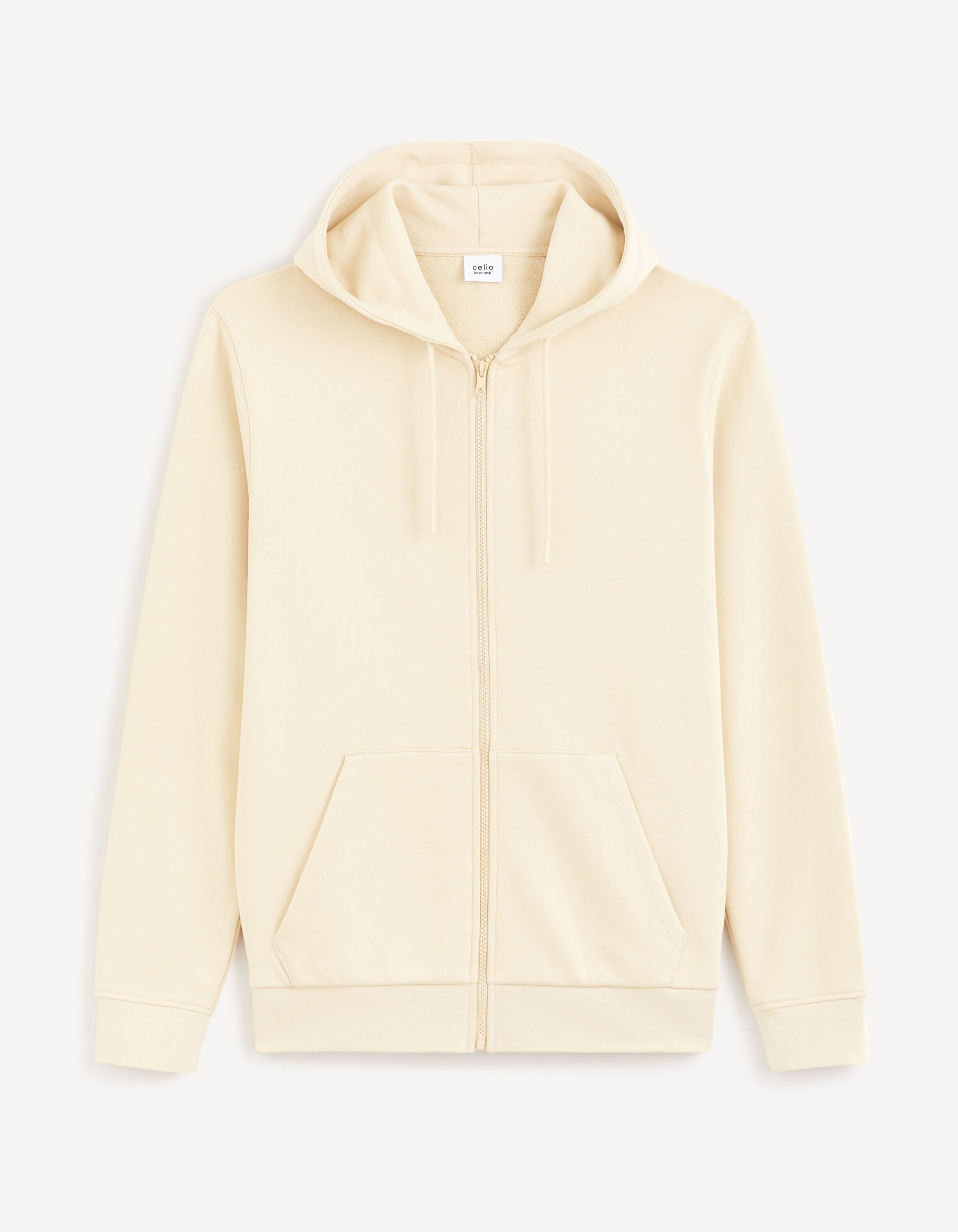 Sweat zipp&eacute; &agrave; capuche 100% coton - beige