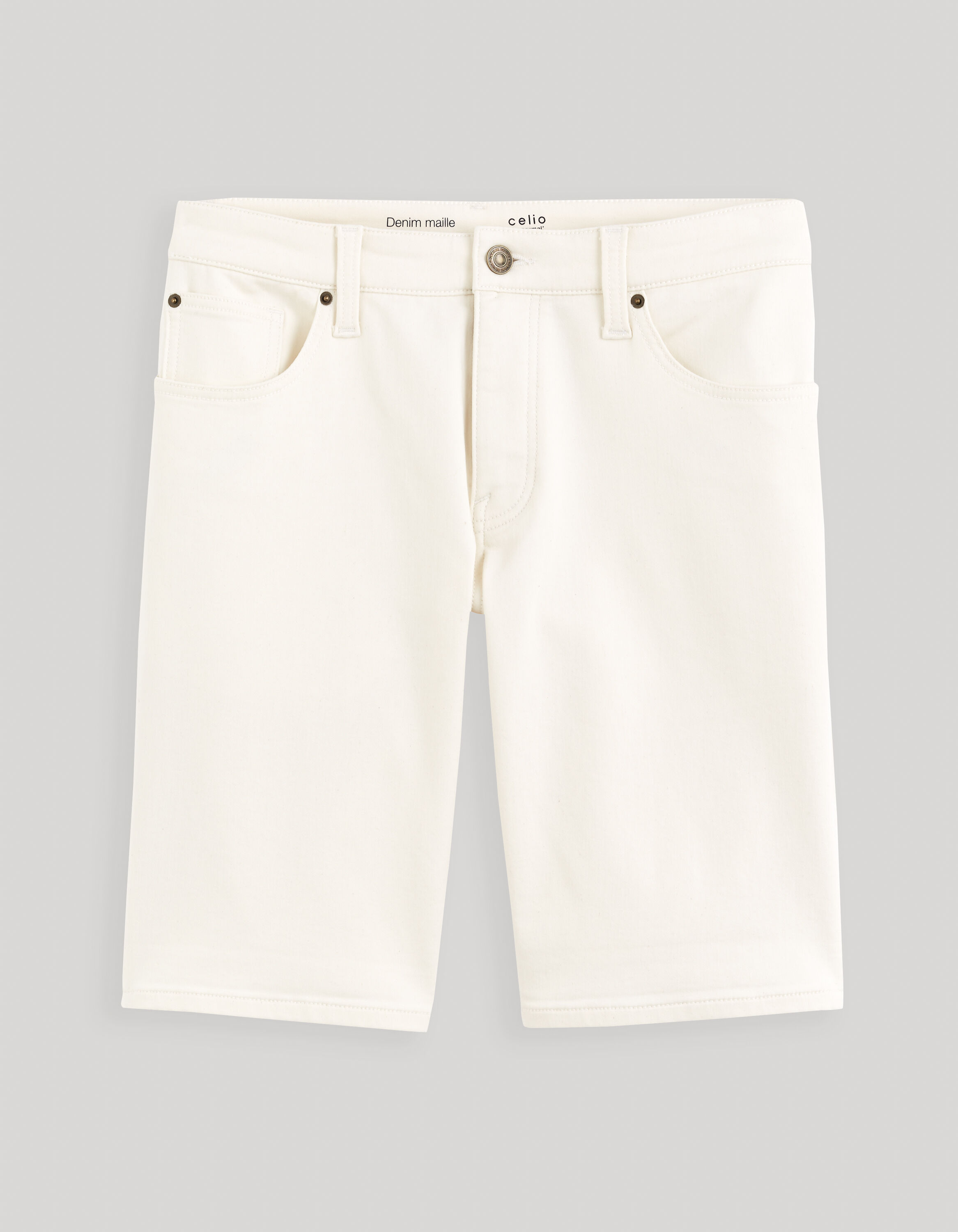 Short en jean ettet maille - &eacute;cru