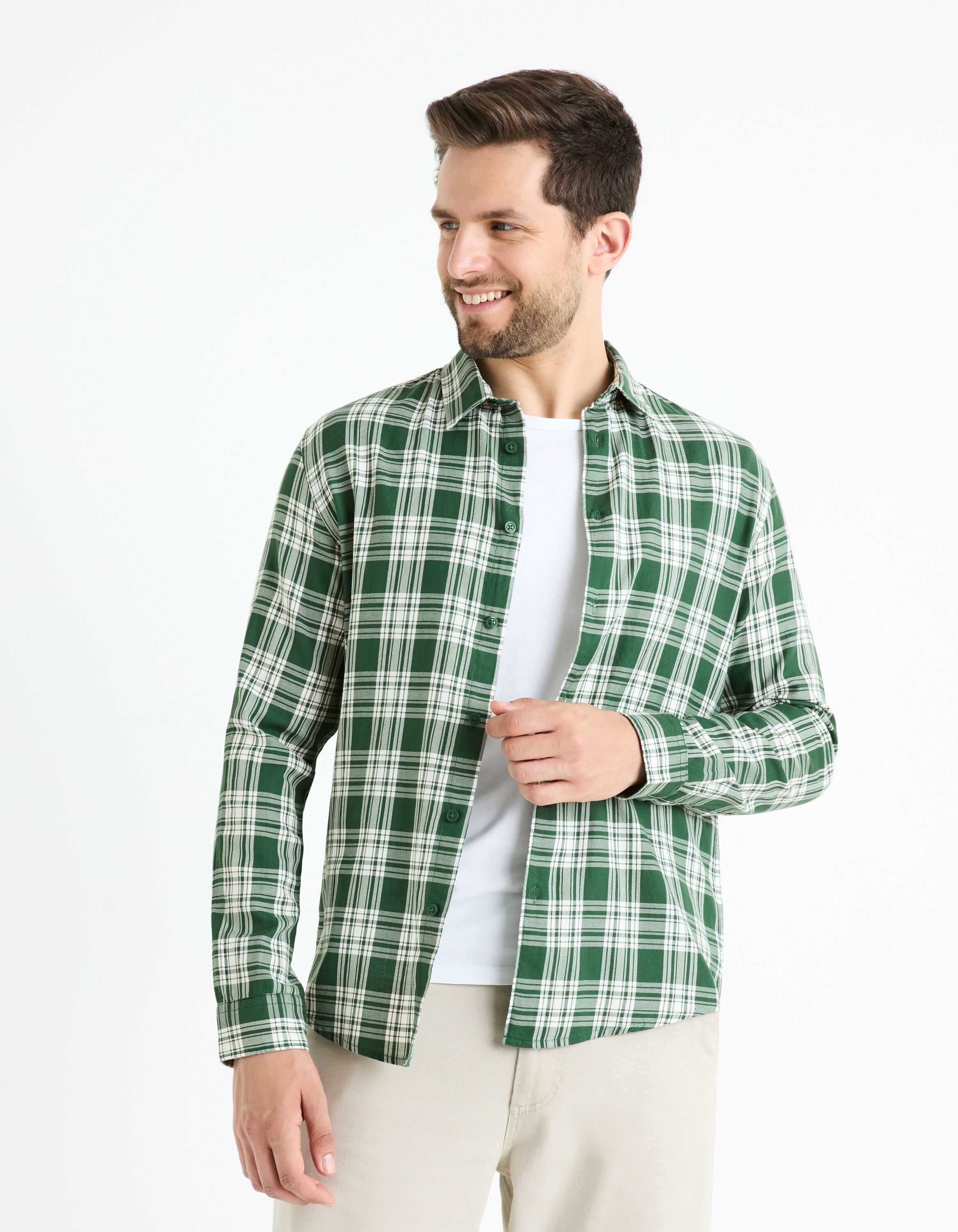 Chemise regular 100% coton - vert