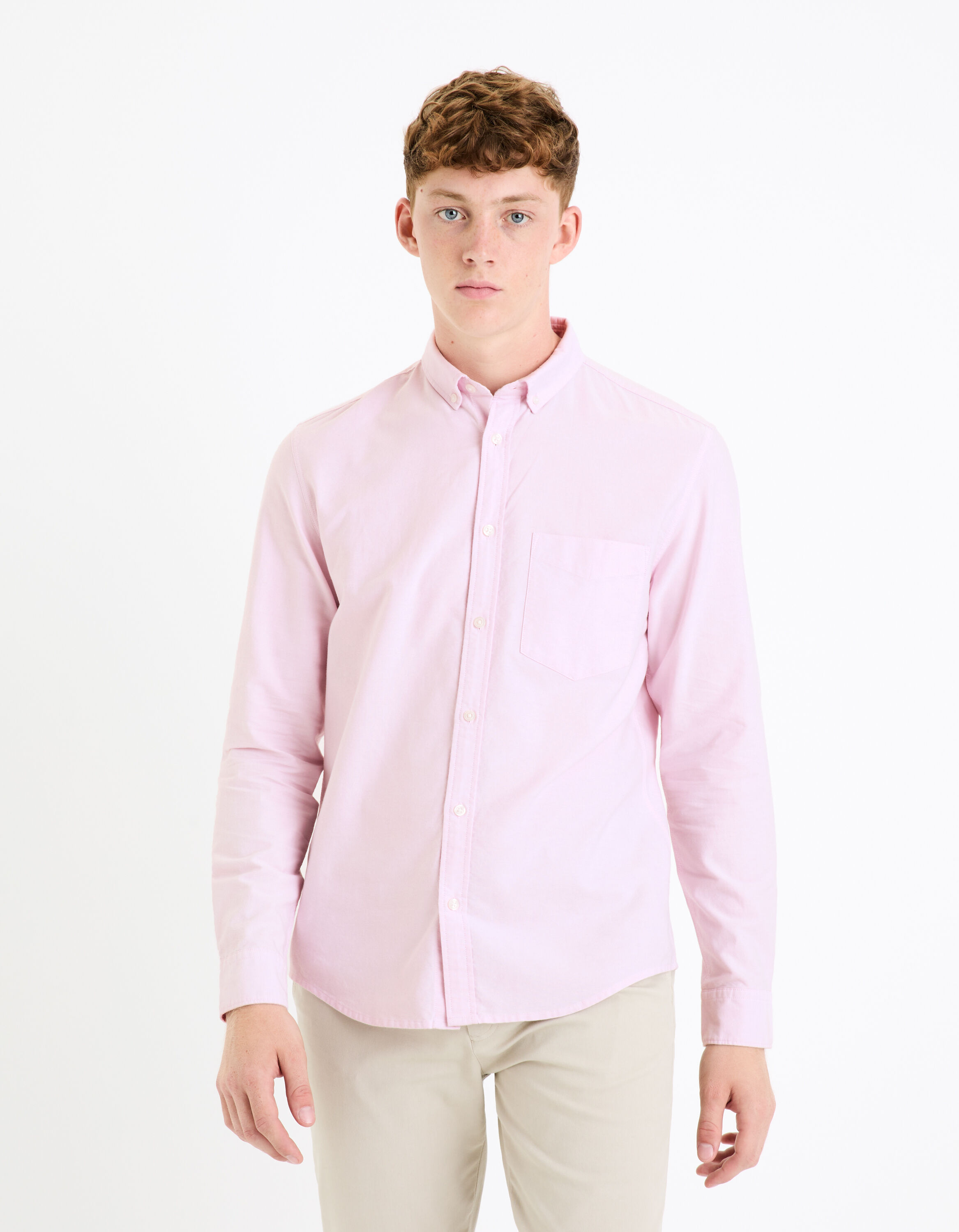 Chemise regular 100% coton oxford - rose