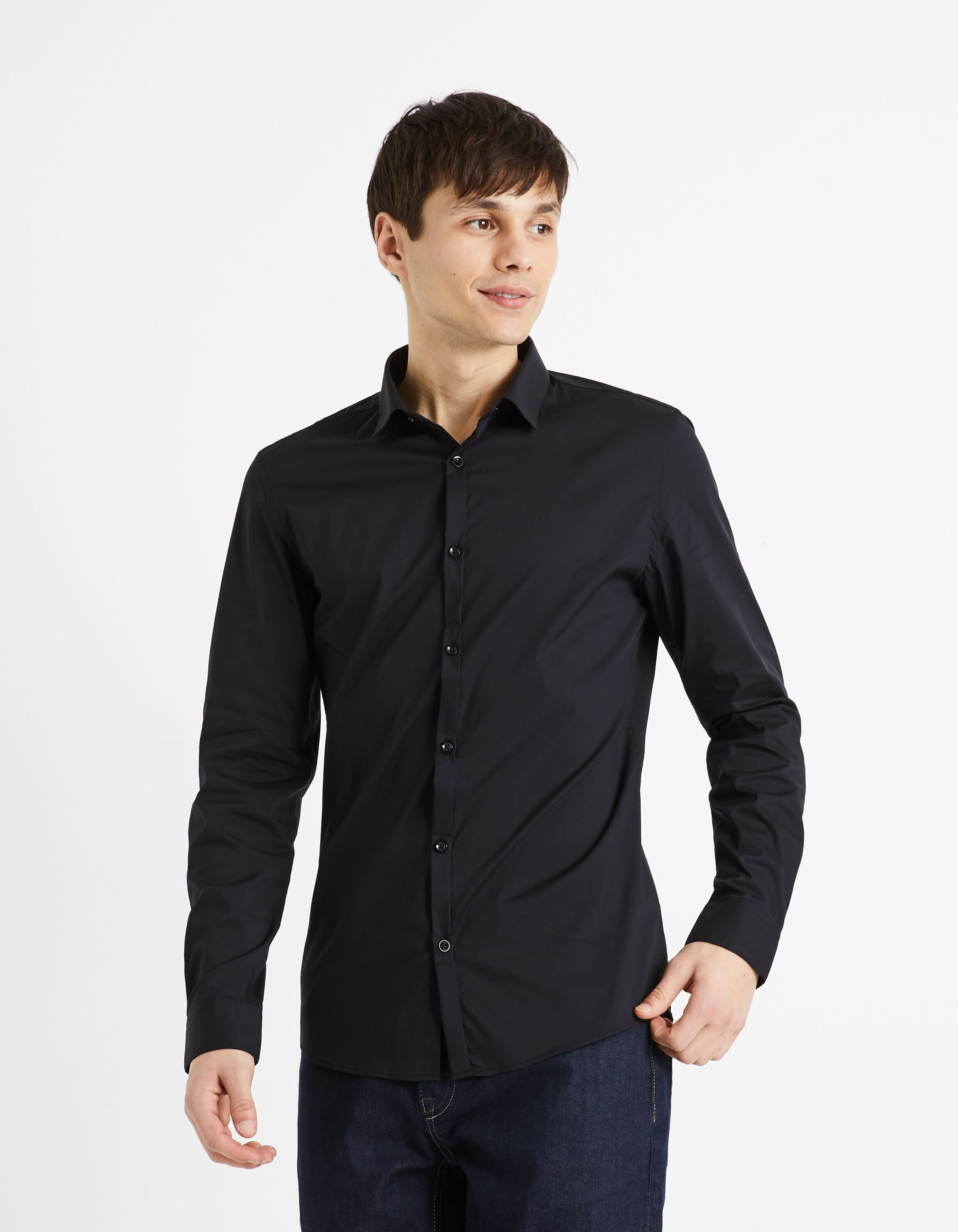 Chemise extra slim coton stretch - noir