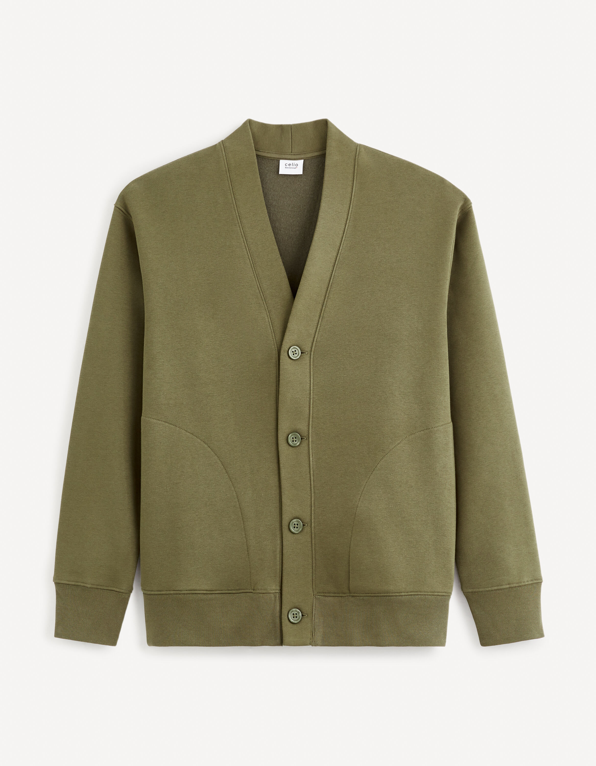 Cardigan coton m&eacute;lang&eacute; - kaki