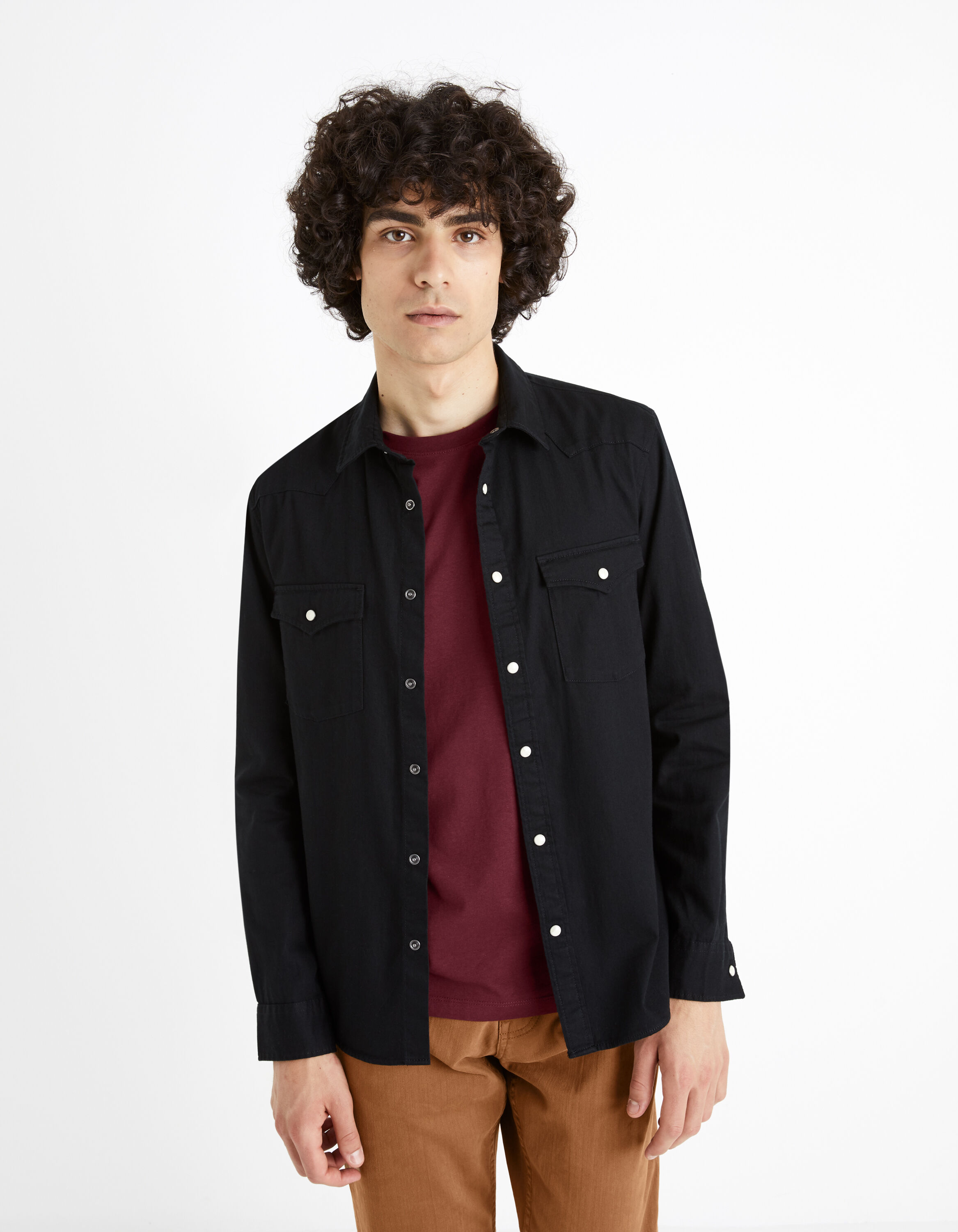 Chemise regular twill denim 100% coton - noir