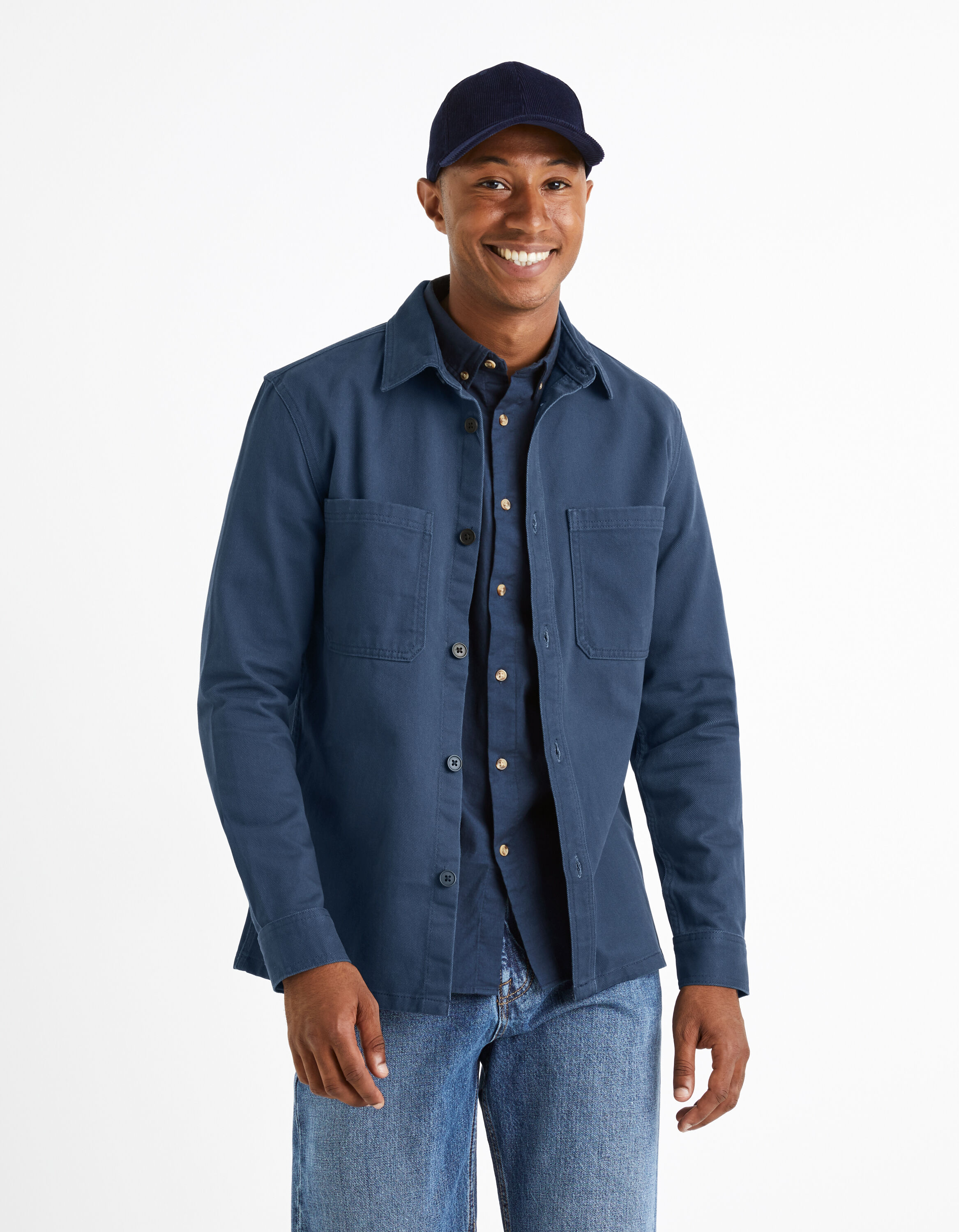 Surchemise oversize 100% coton - marine