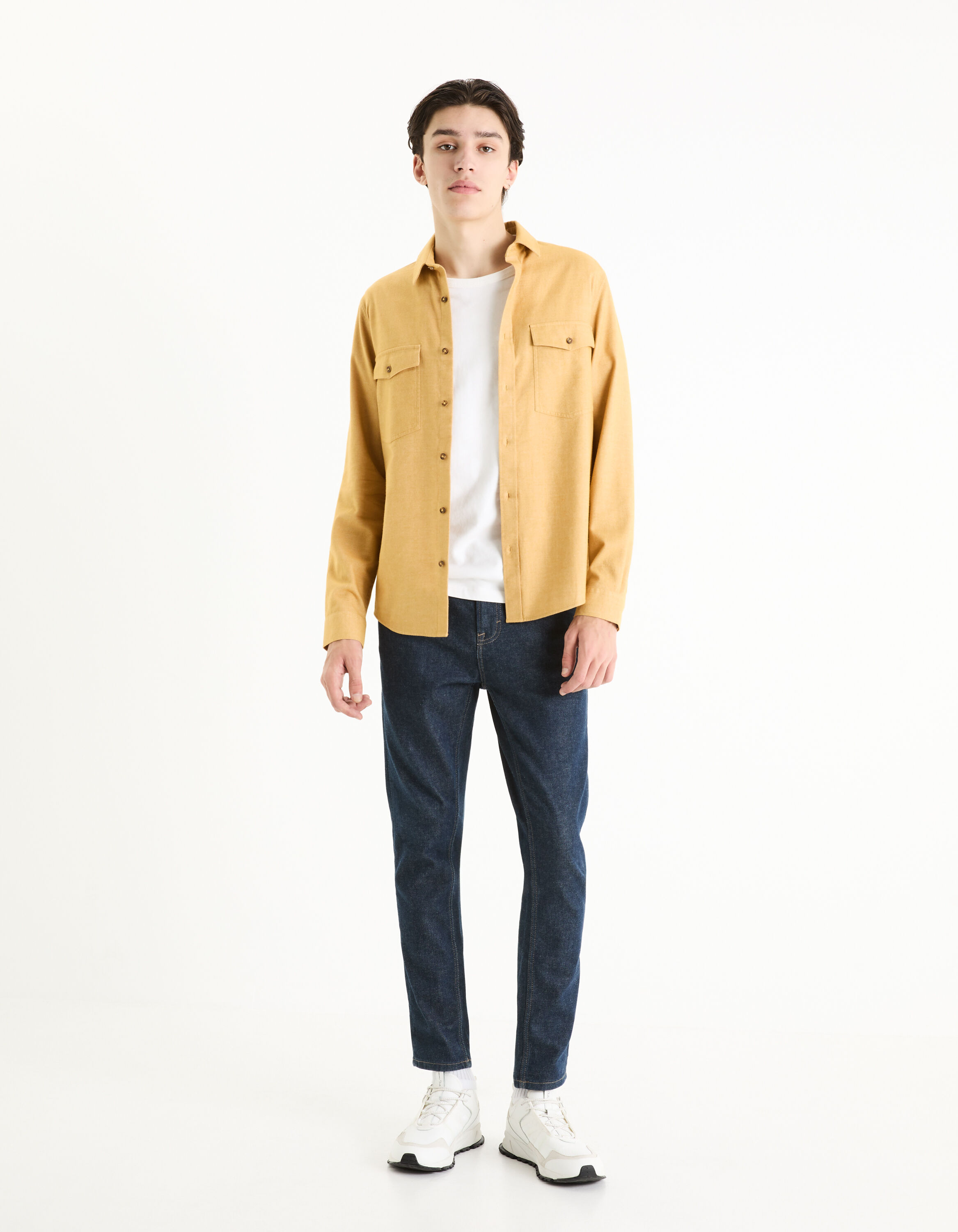 Chemise regular 100% coton - beige