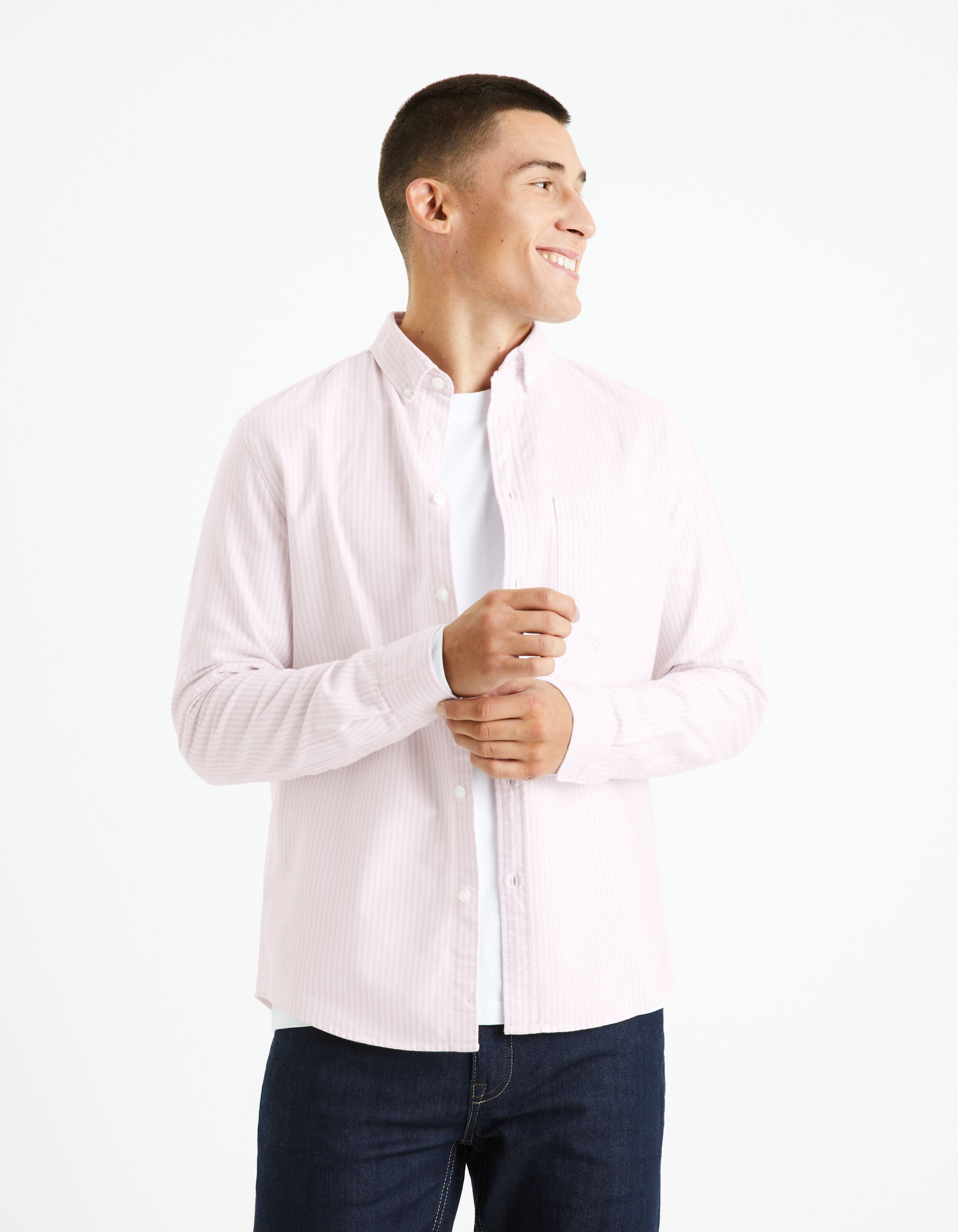 Chemise regular 100% coton oxford - rose