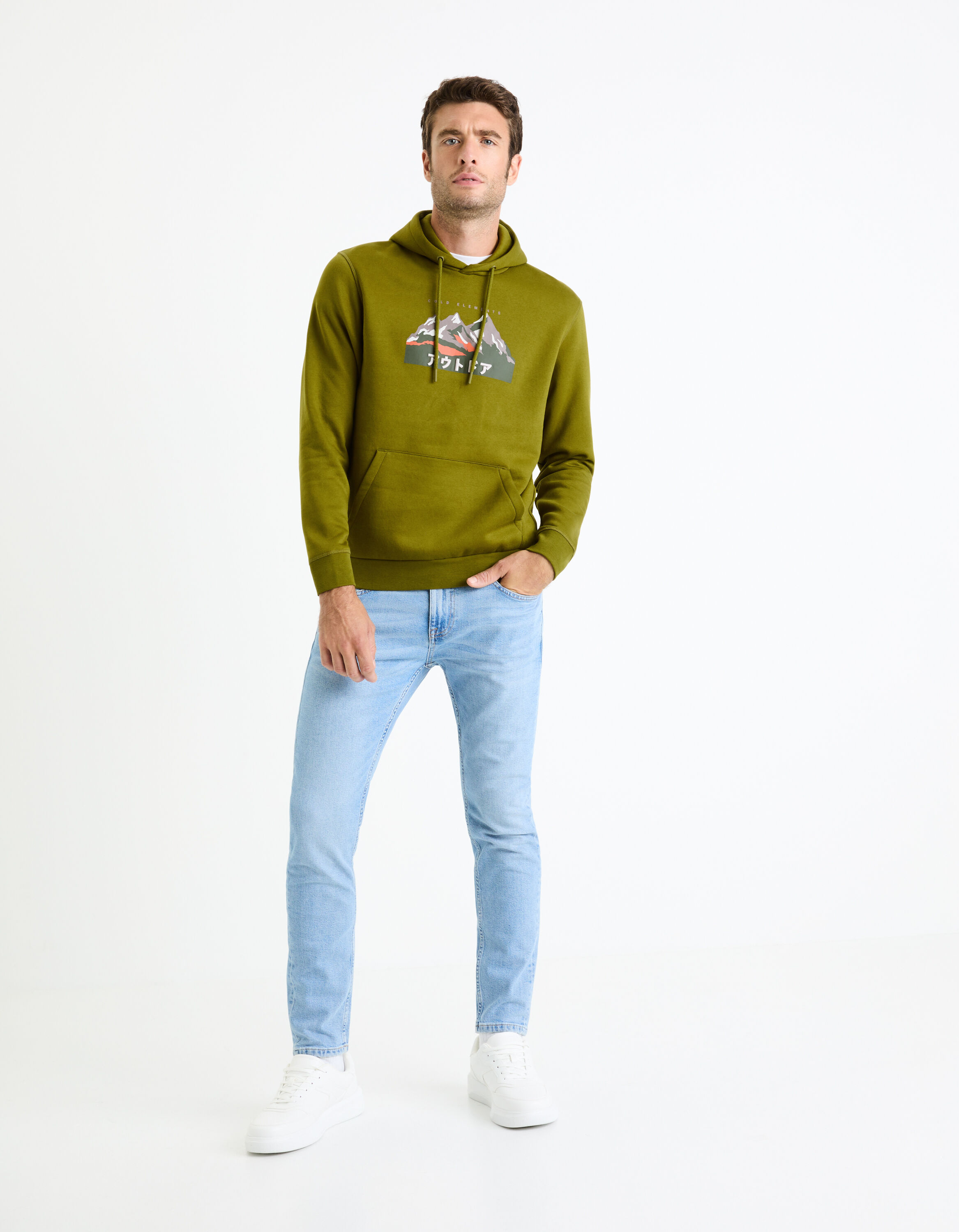 Sweat &agrave; capuche coton m&eacute;lang&eacute; - marron