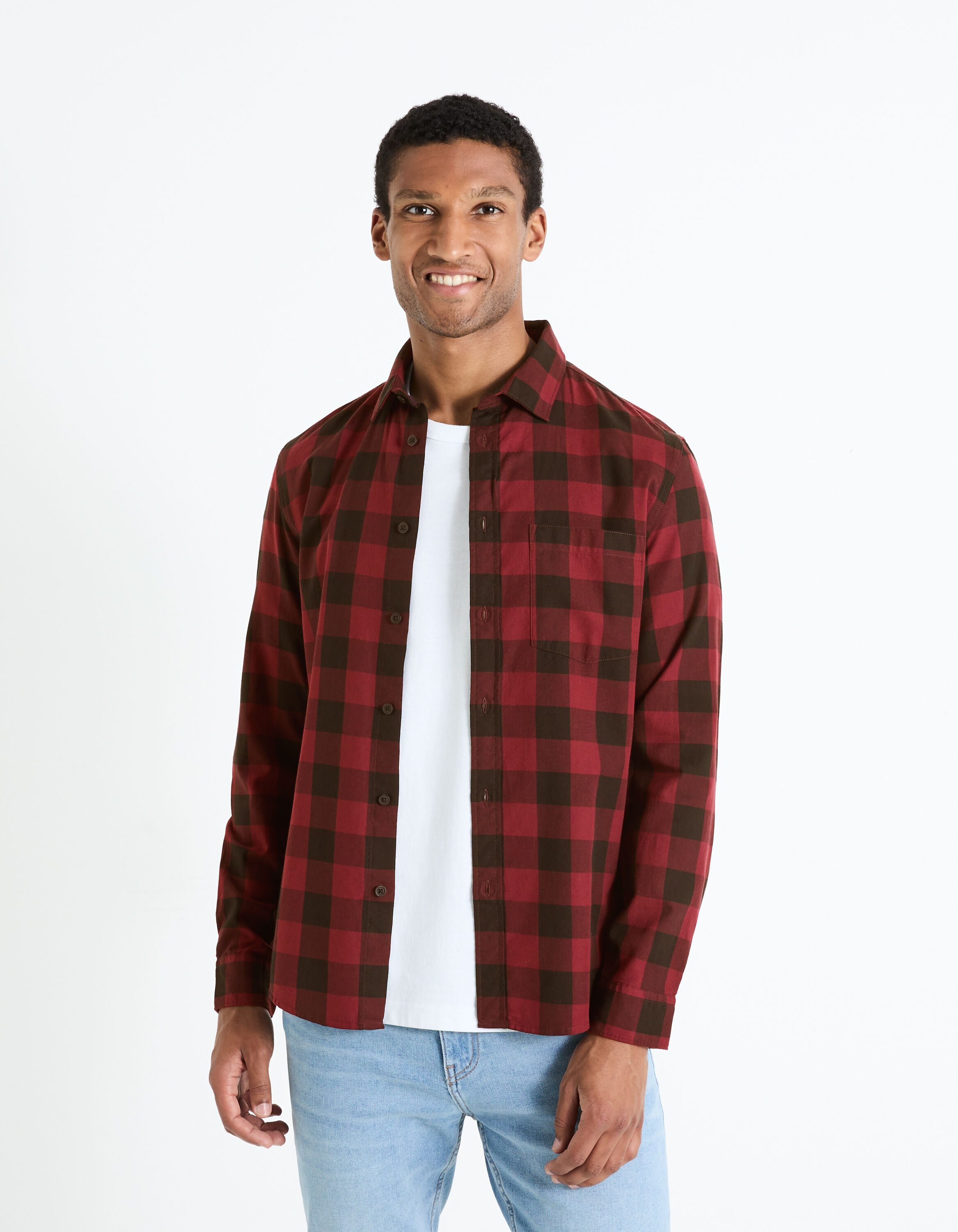 Chemise regular 100% coton - bordeaux