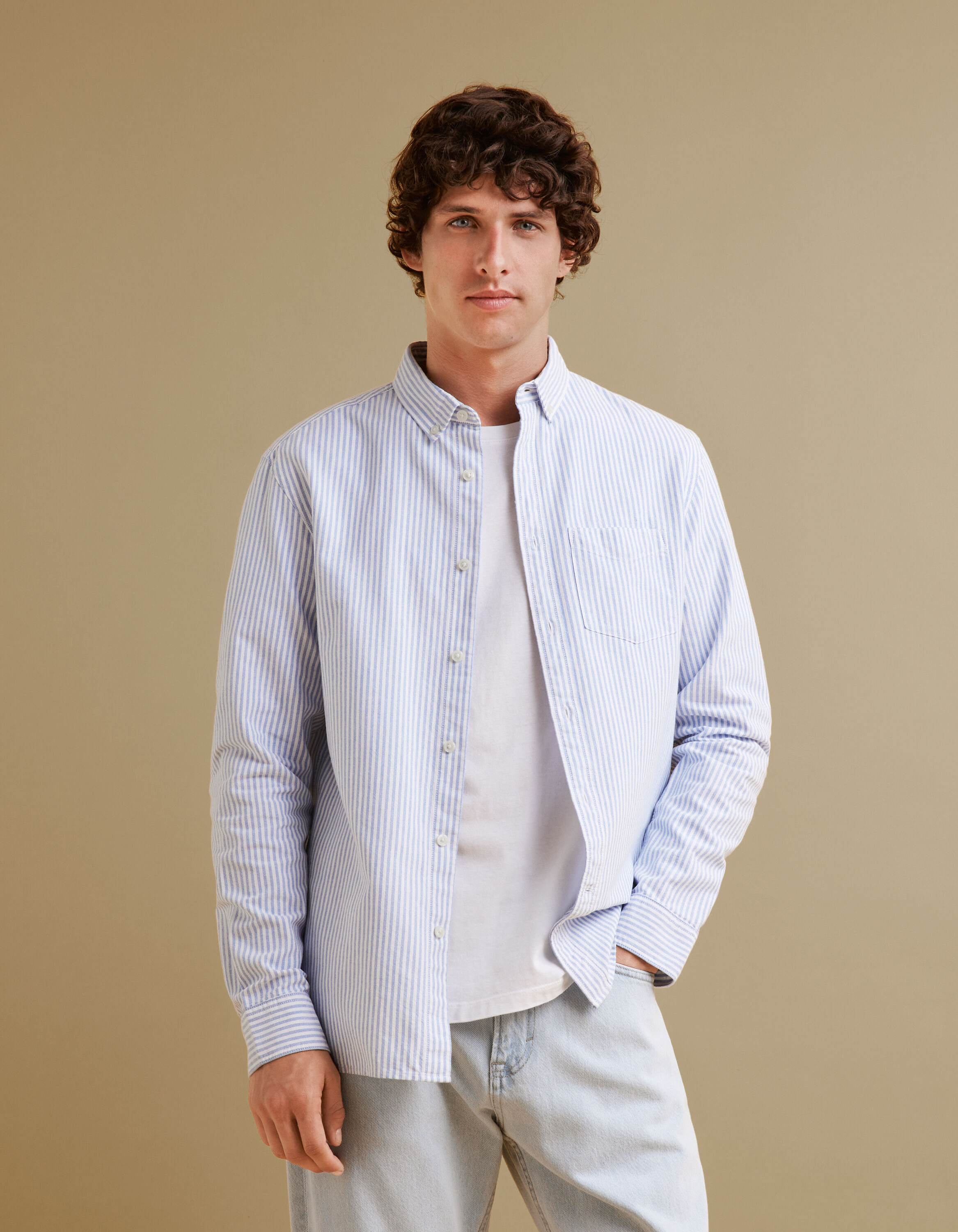 Chemise regular 100% coton oxford - bleu