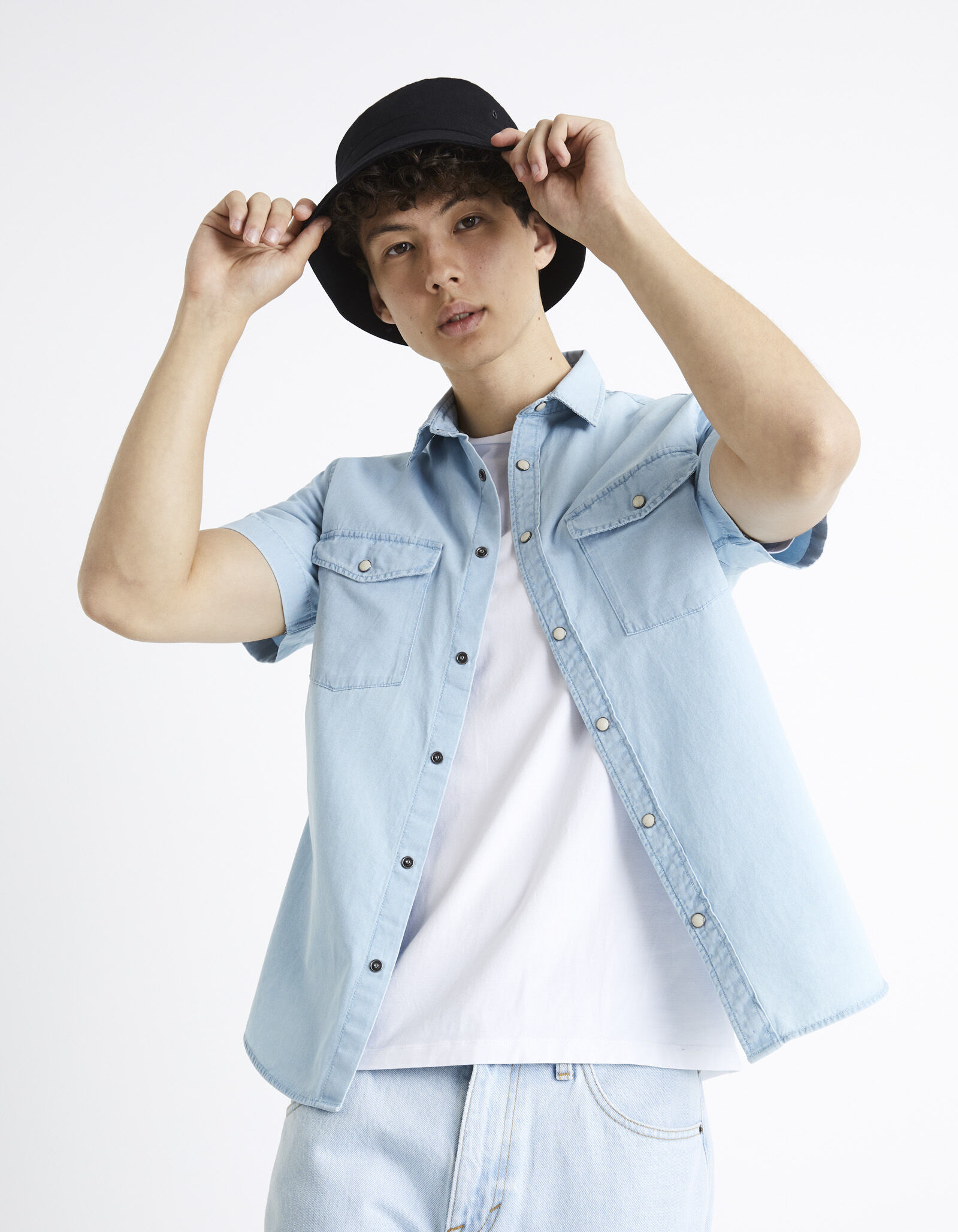 Chemise en jean regular 100% coton - bleached