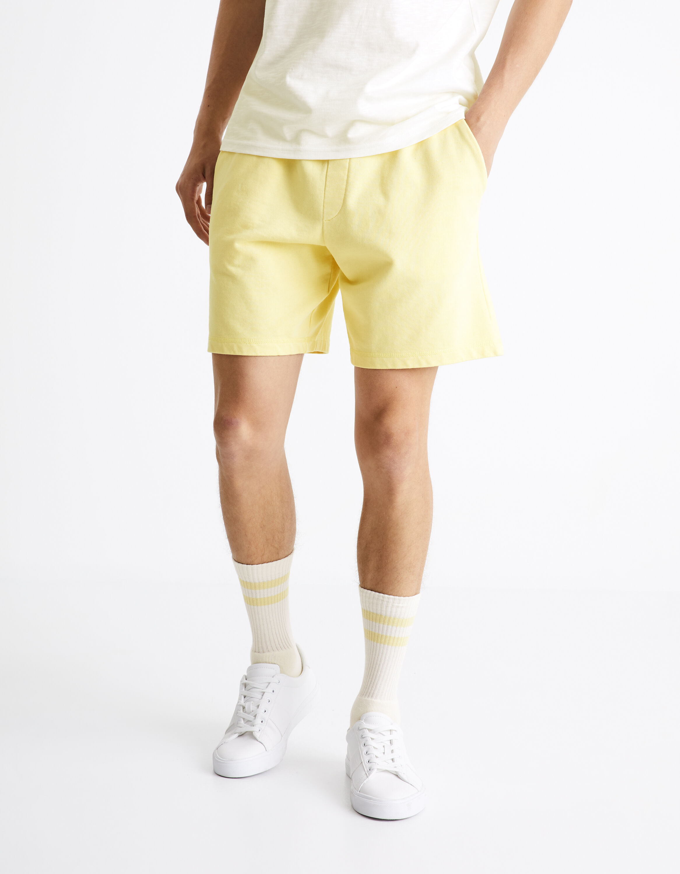 Bermuda 100% coton - jaune clair