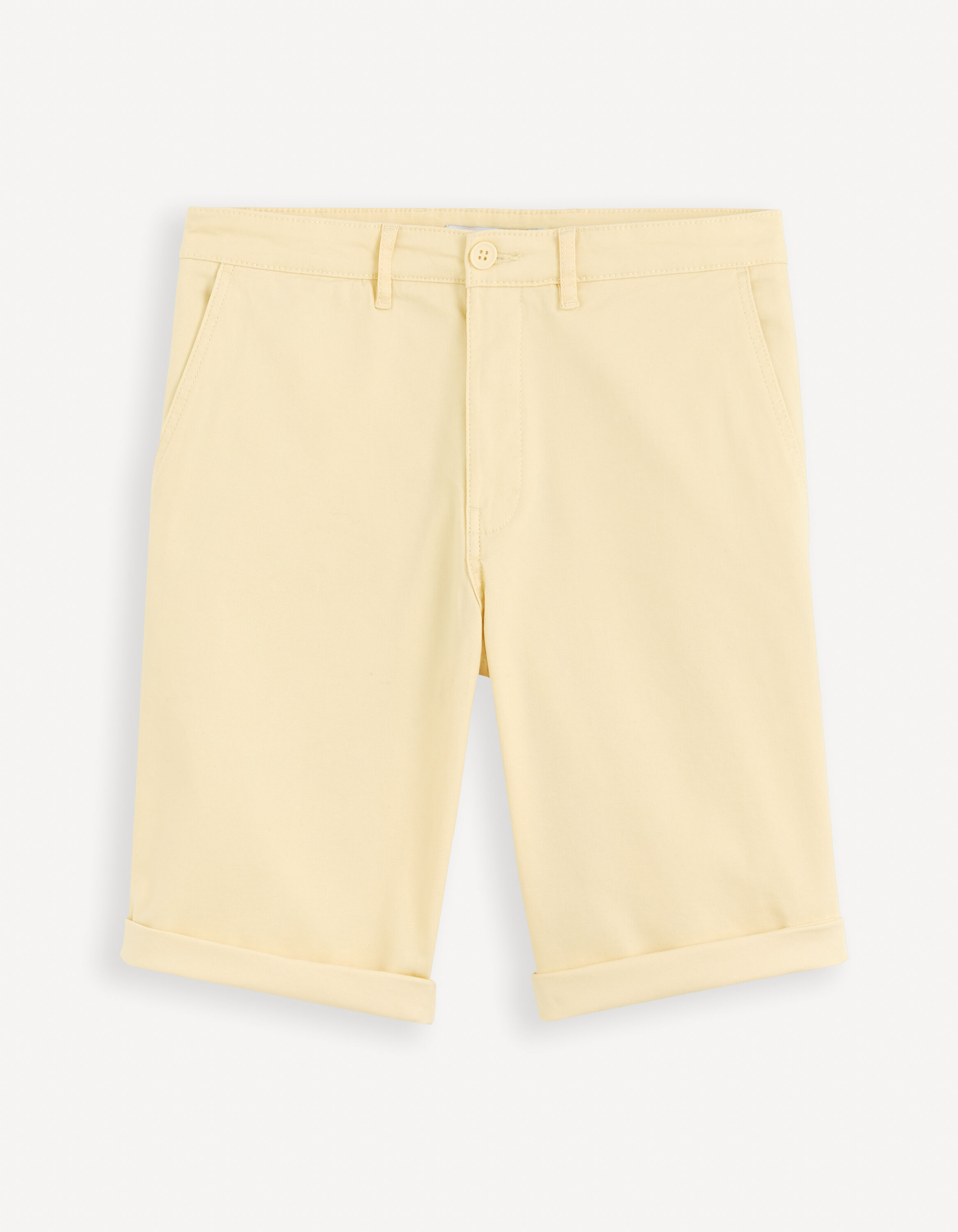 Bermuda chino uni coton stretch - jaune clair