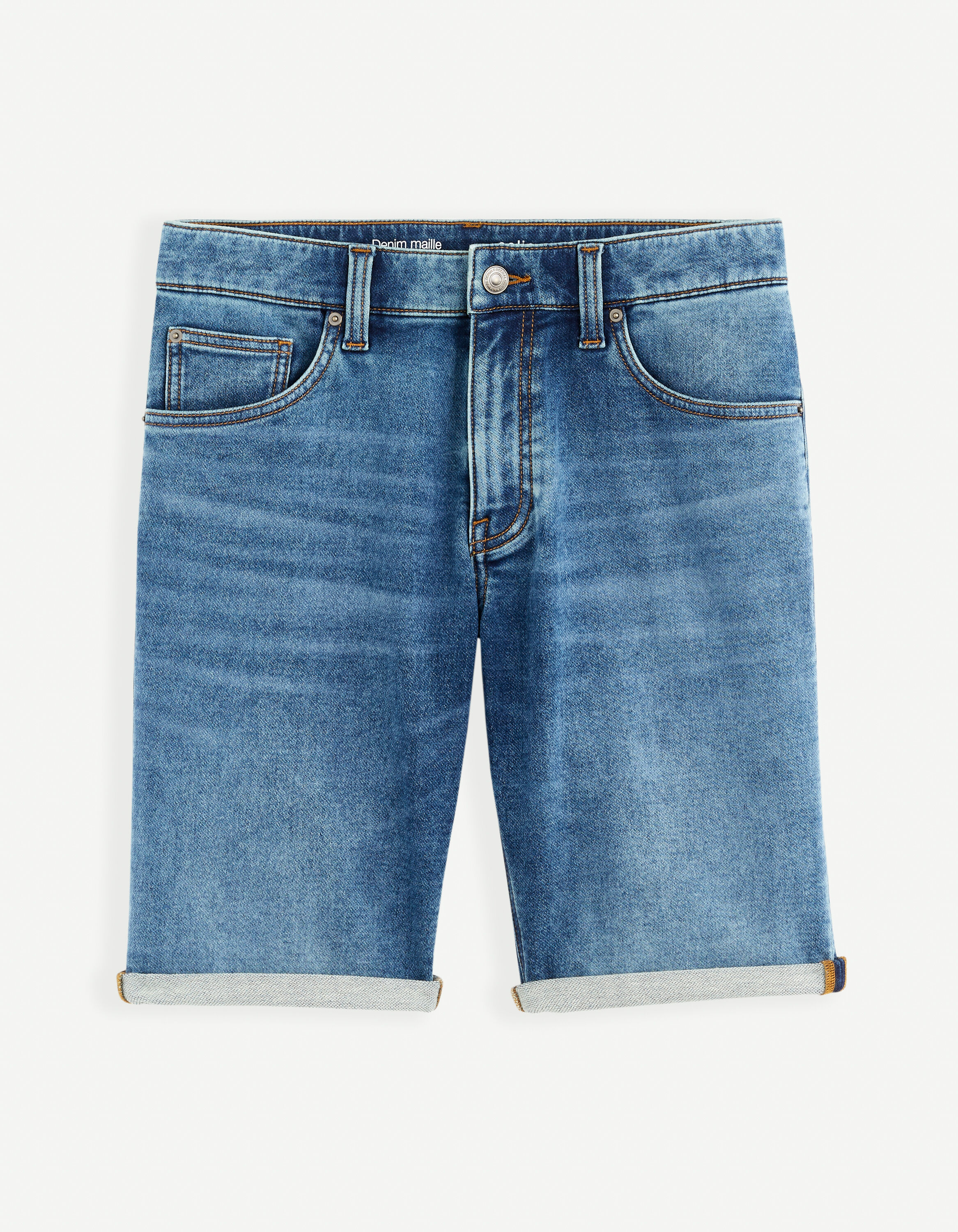 Bermuda en jean effet maille - double stone