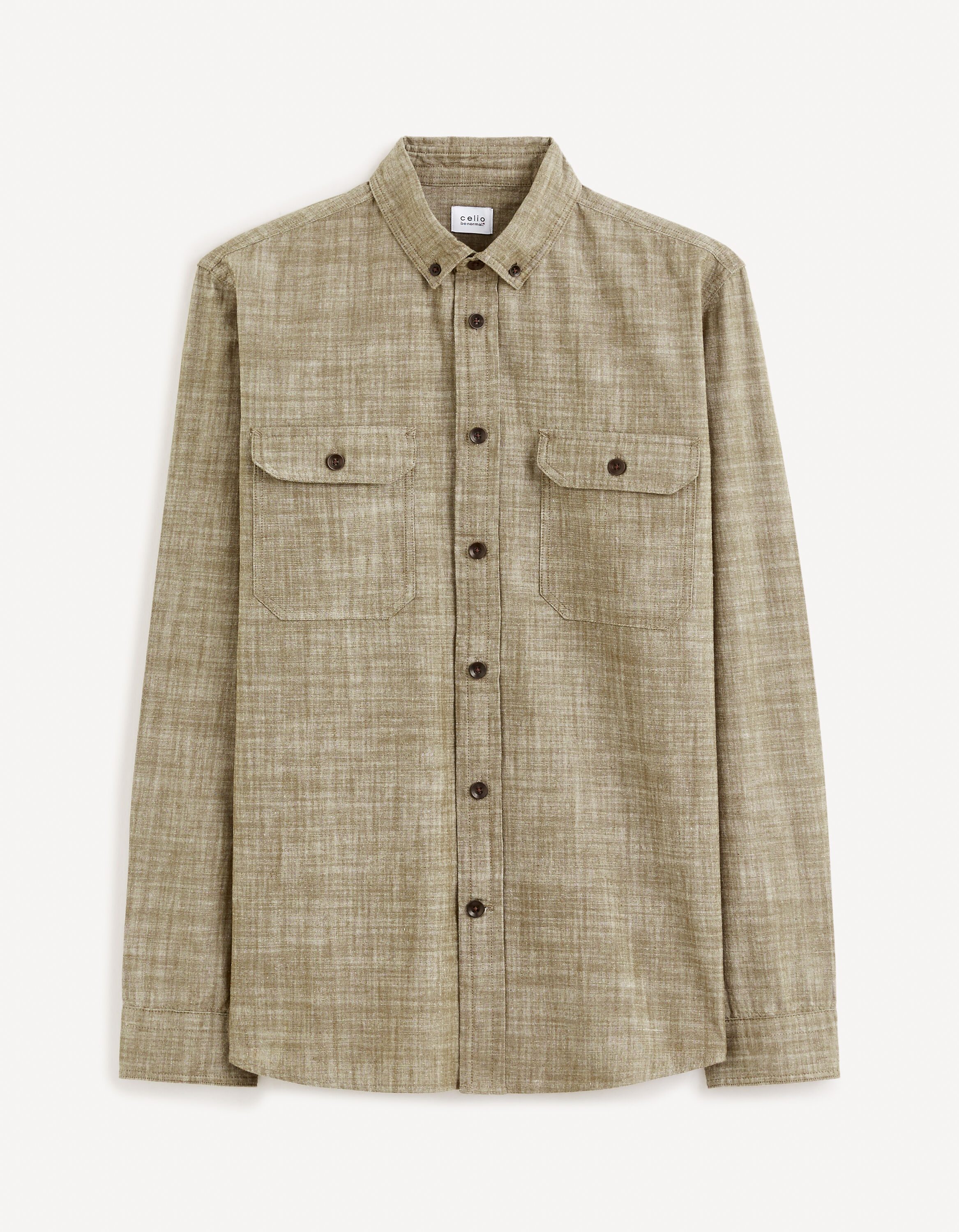 Chemise regular 100% coton - kaki