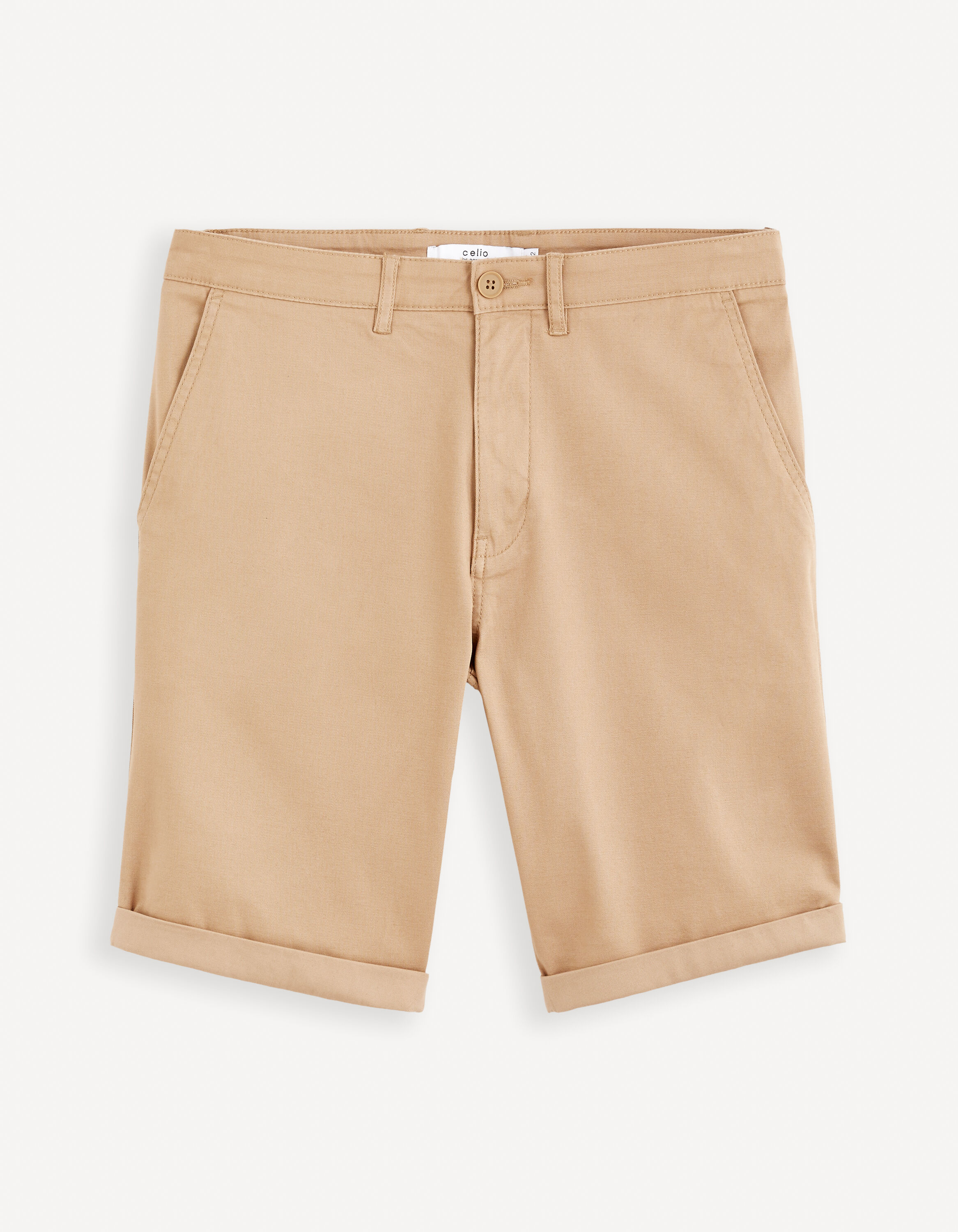 Bermuda chino uni coton stretch - beige
