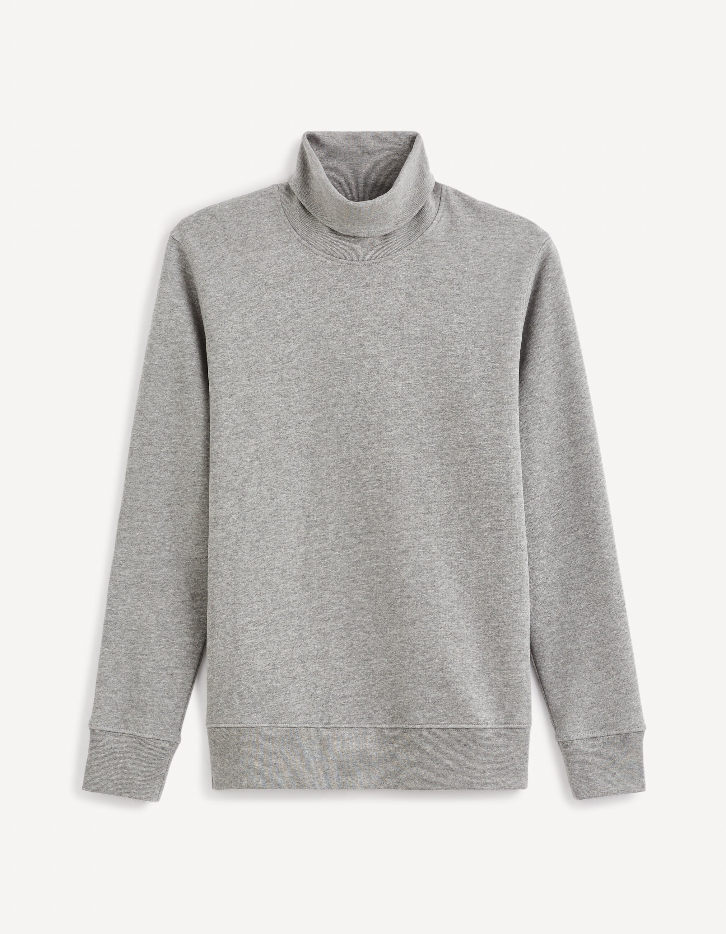 Sweat col roul&eacute; coton m&eacute;lang&eacute; - gris
