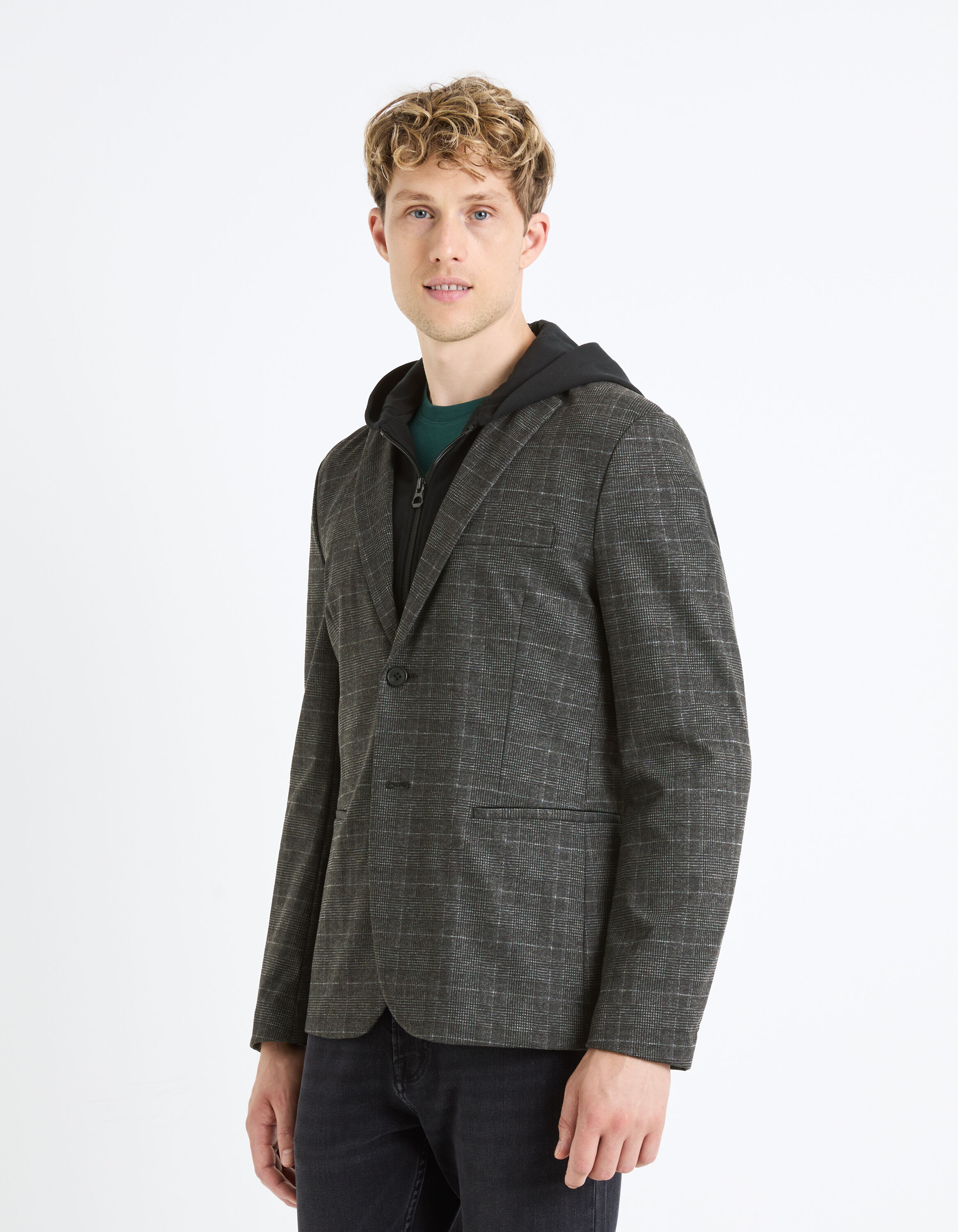 Blazer &agrave; capuche slim - gris