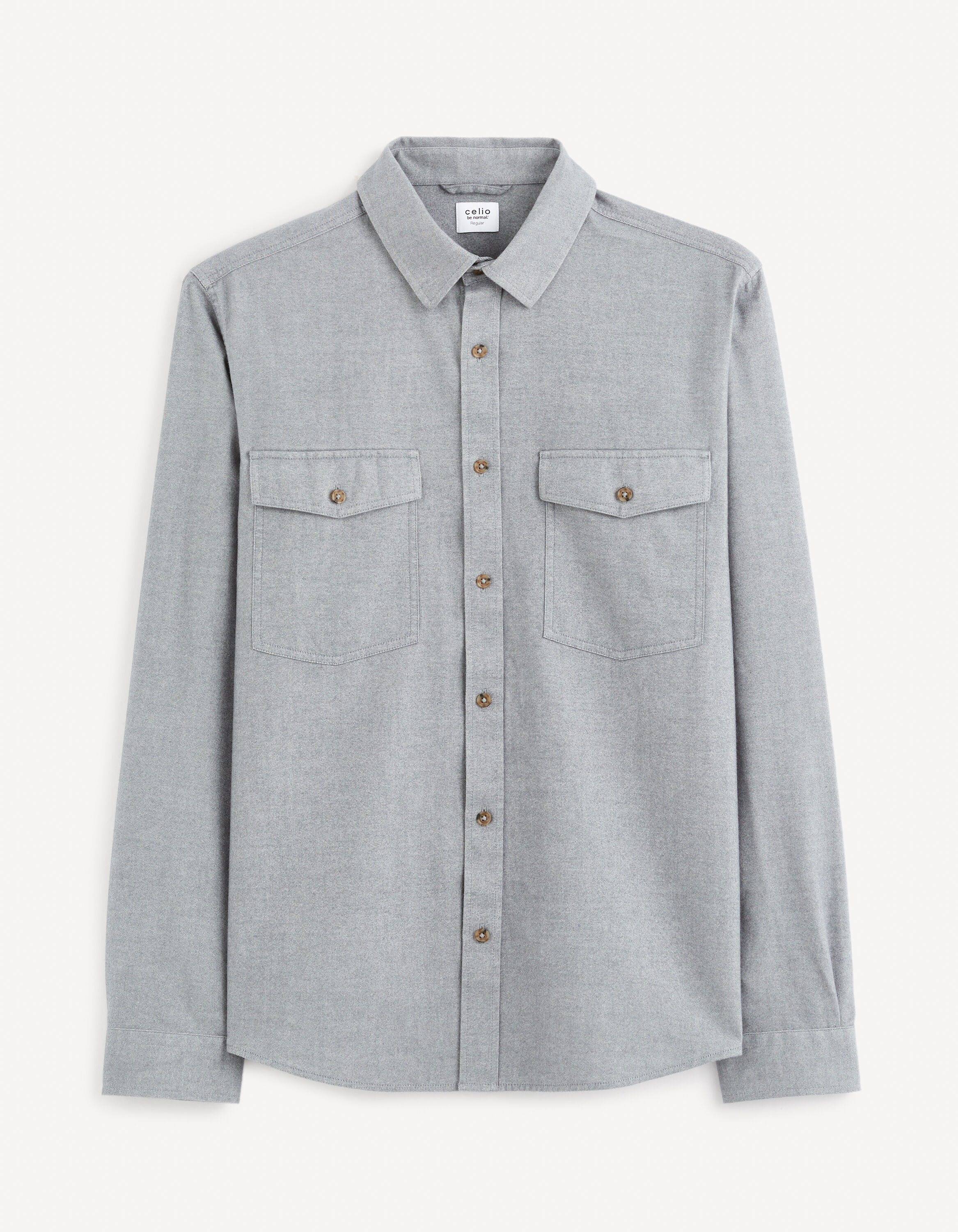 Chemise regular 100% coton - gris chine
