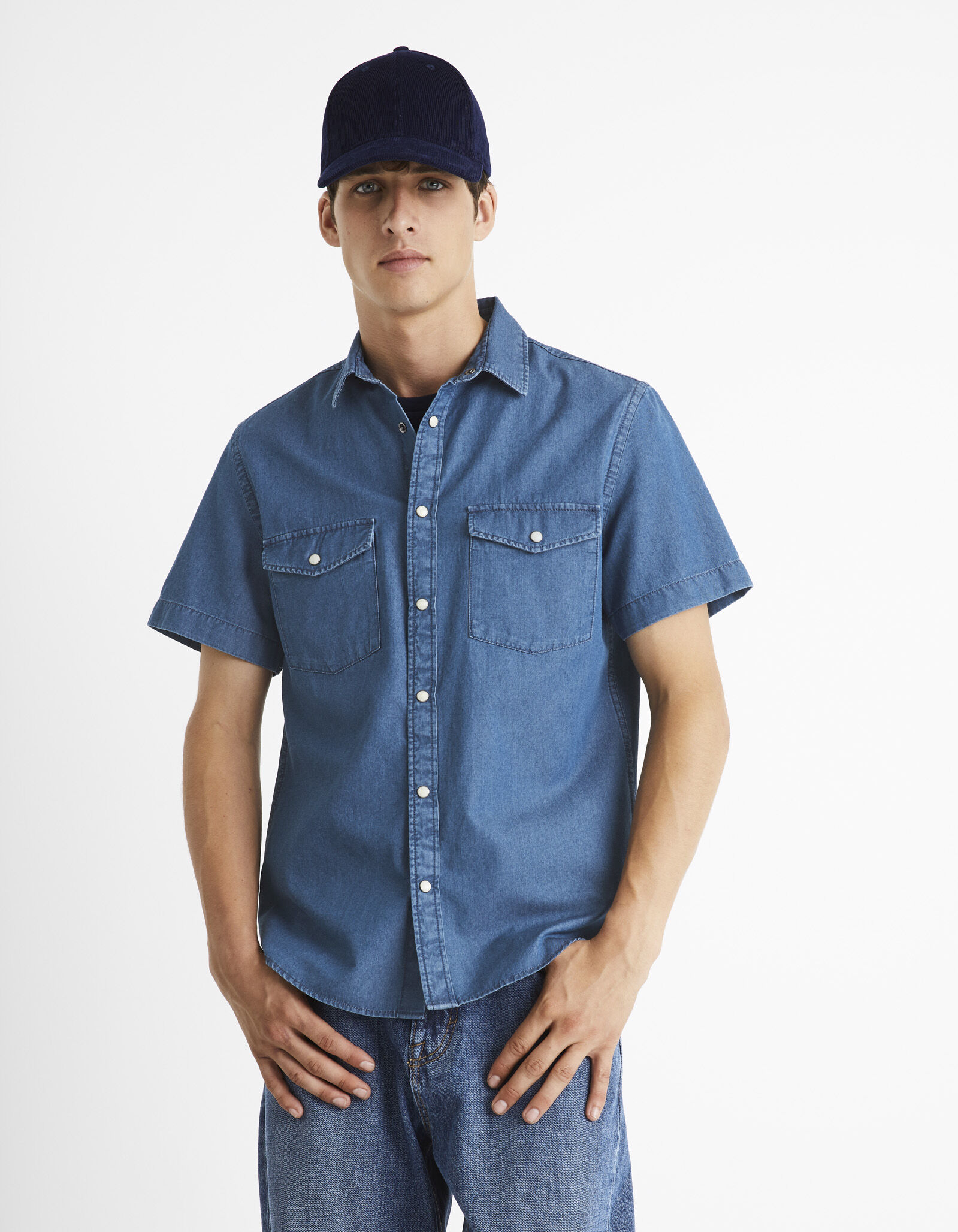 Chemise en jean regular 100% coton - marine