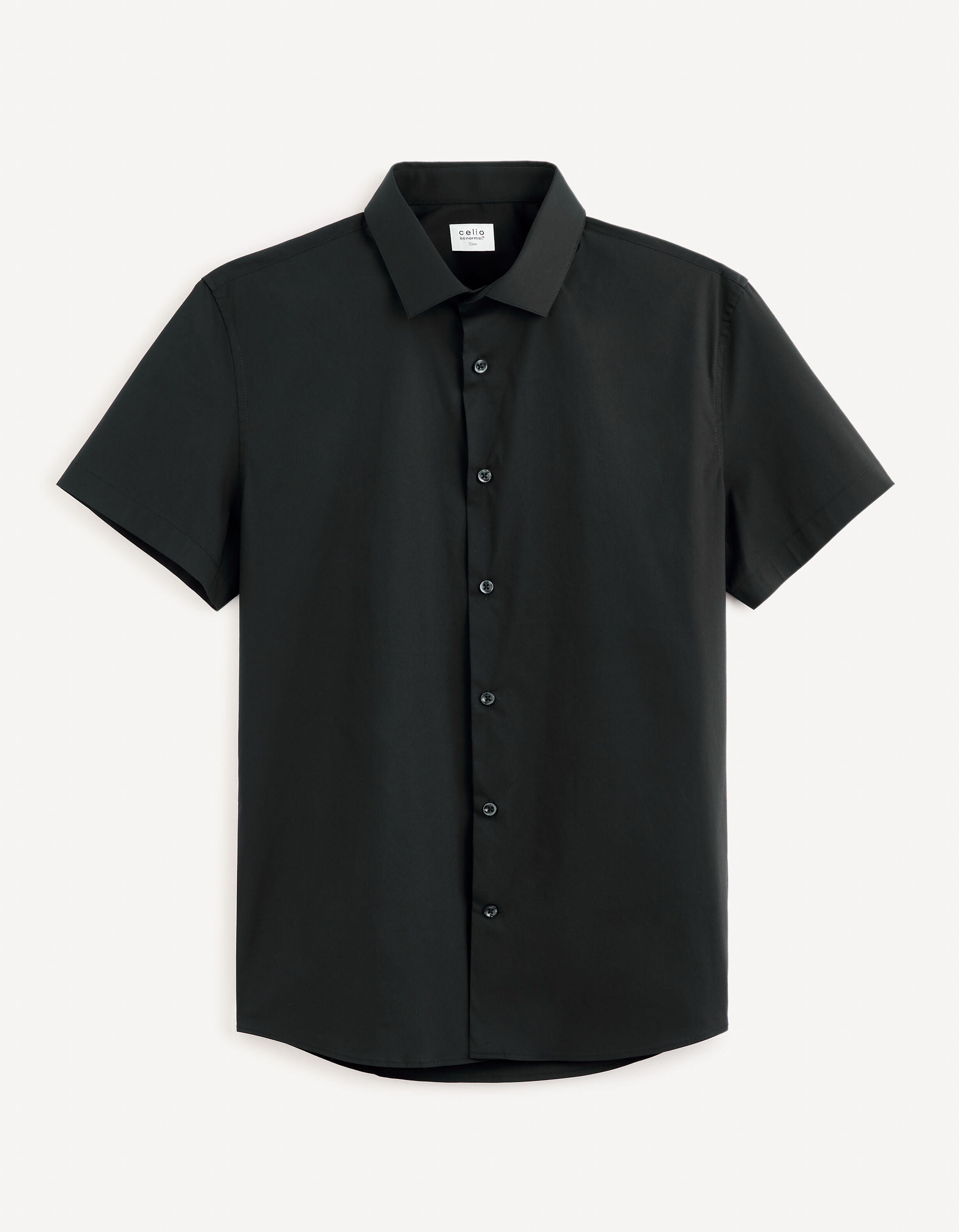 Chemise slim coton m&eacute;lang&eacute; - noir