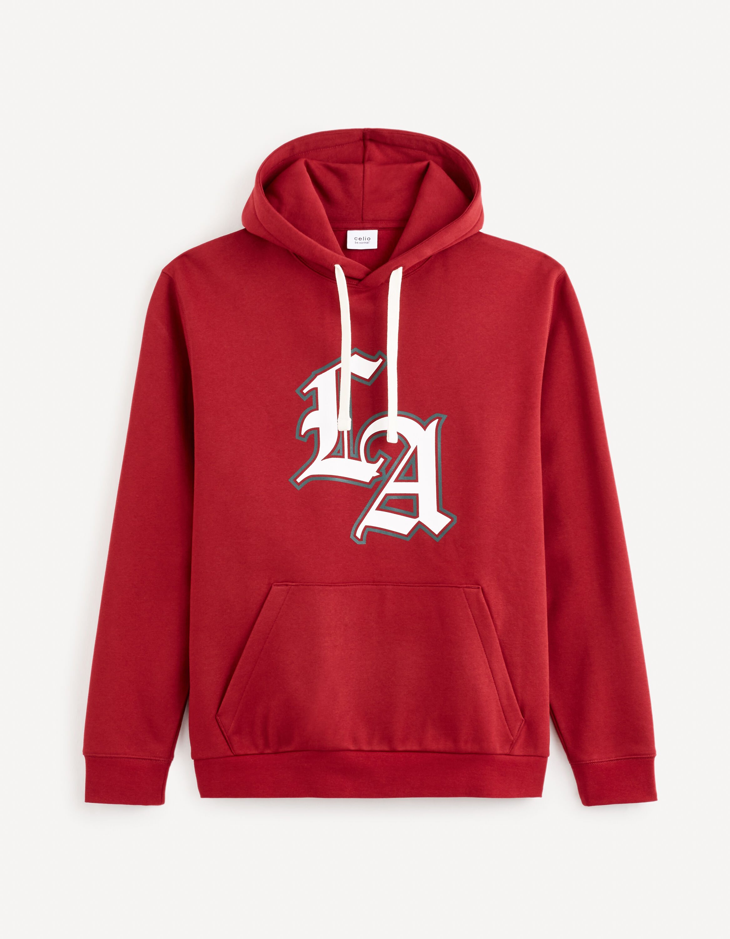 Sweat &agrave; capuche coton m&eacute;lang&eacute; - bordeaux