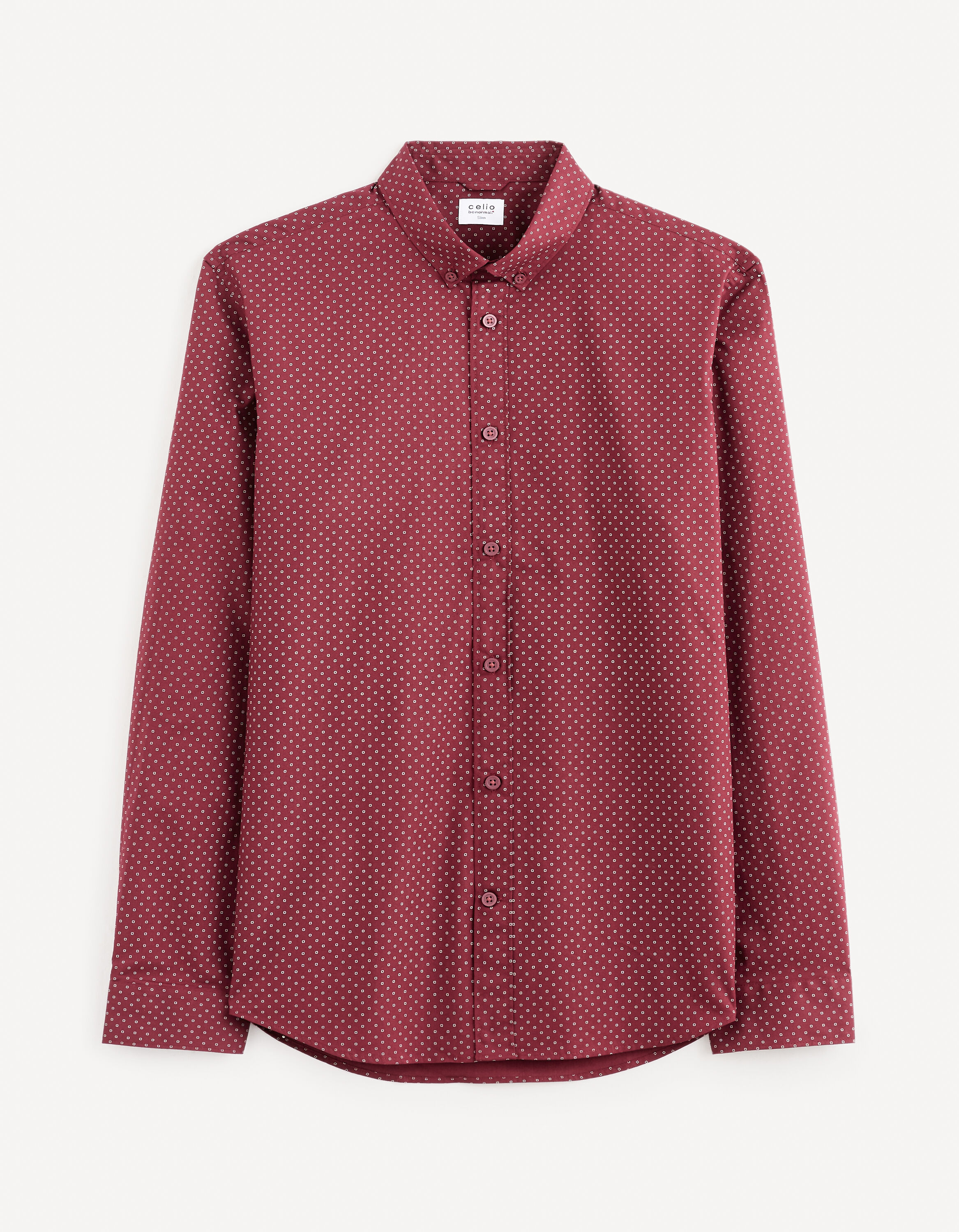 Chemise slim 100% coton - bordeaux