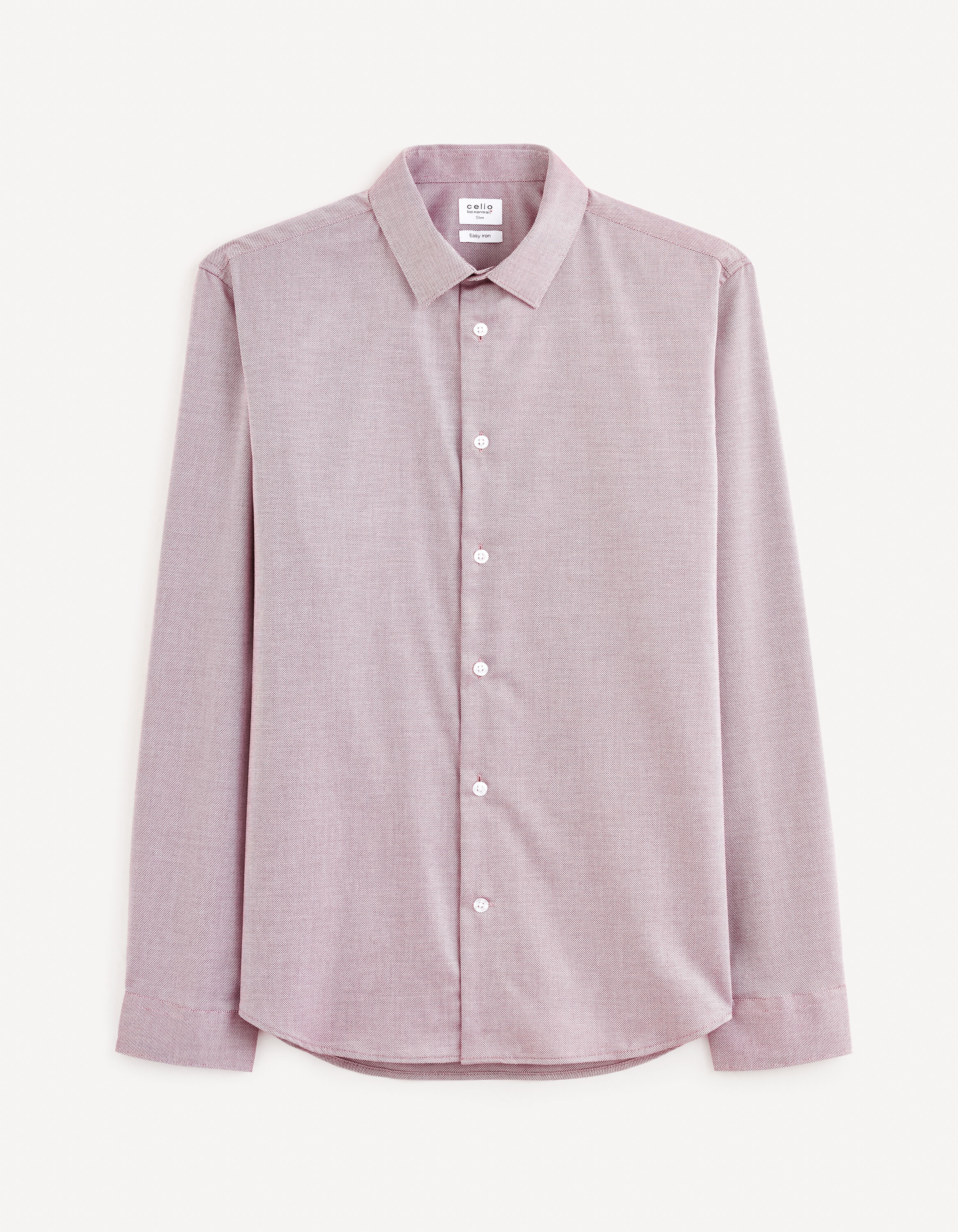 Chemise slim 100% coton oxford - bordeaux