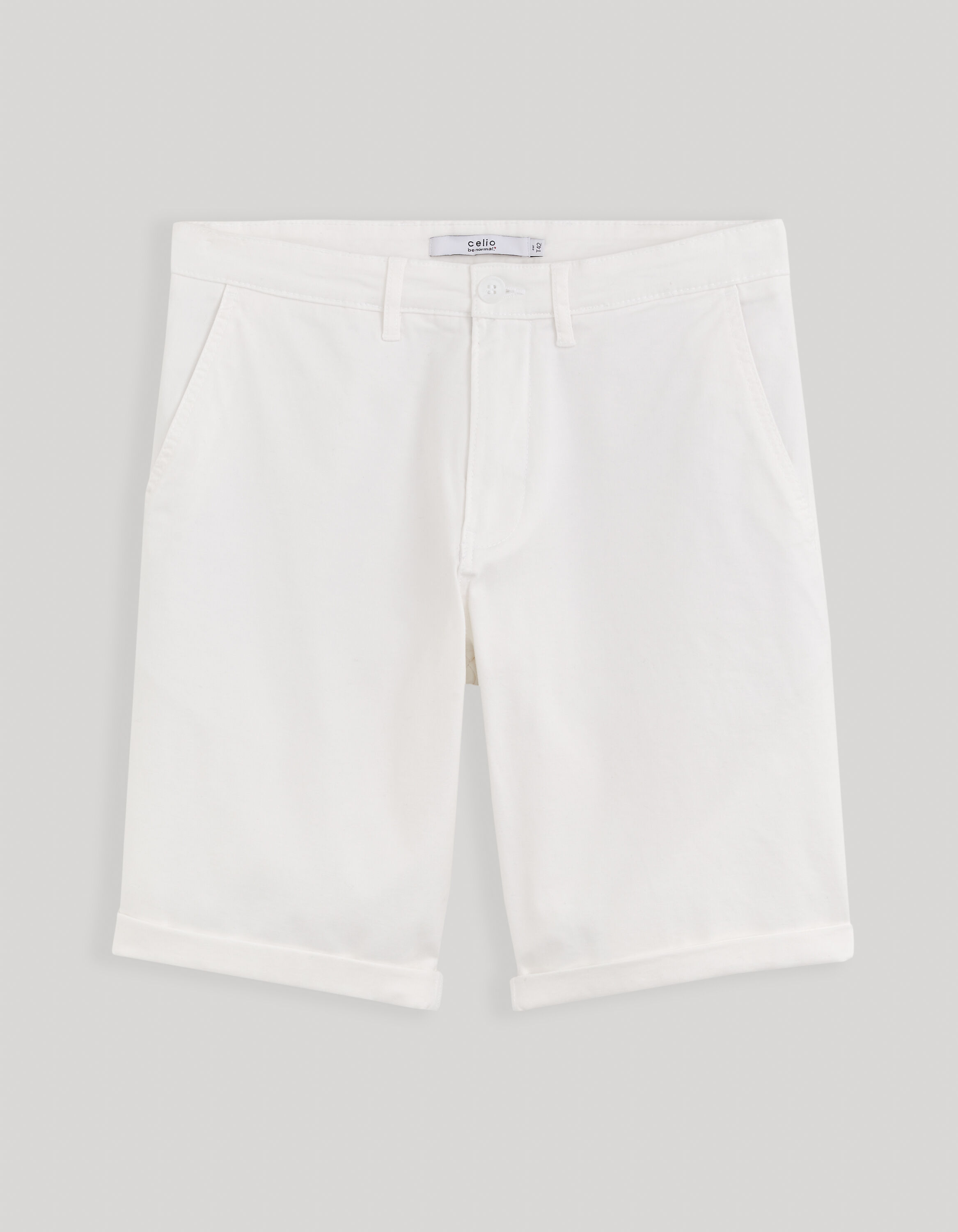 Bermuda chino uni coton stretch - blanc