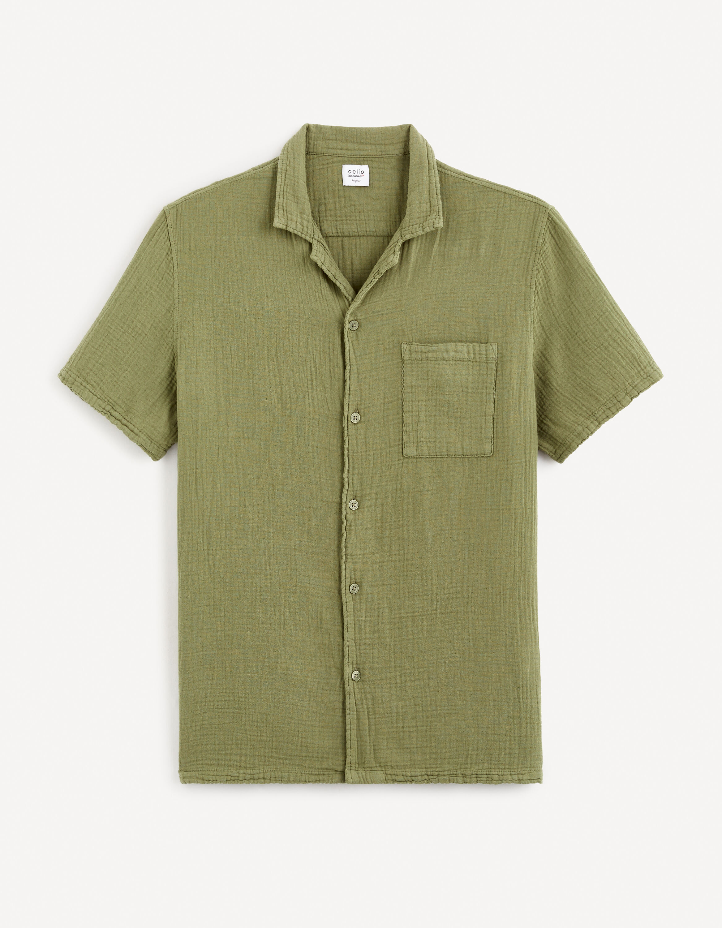 Chemise regular 100% gaze de coton - kaki