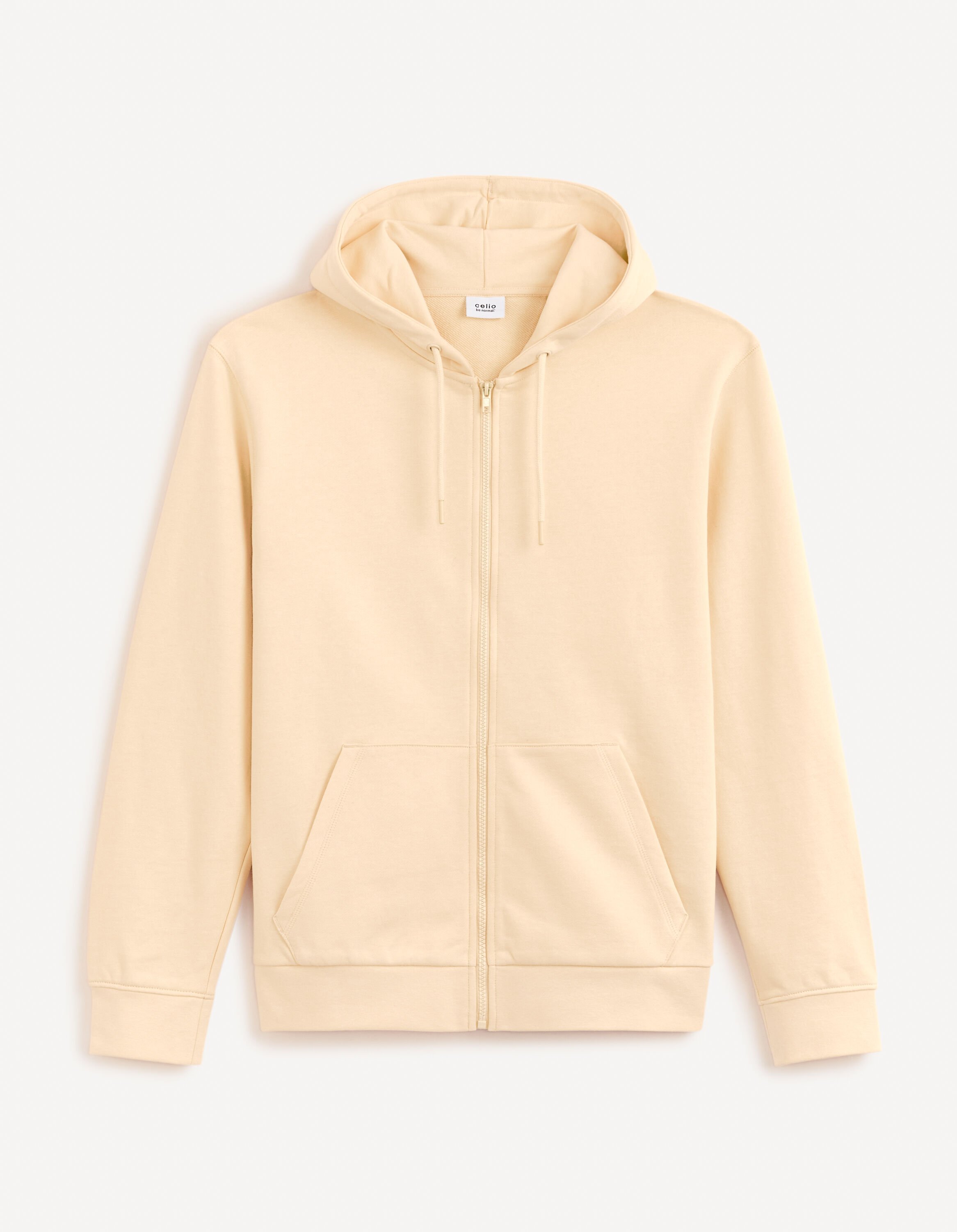 Sweat zipp&eacute; &agrave; capuche 100% coton - beige