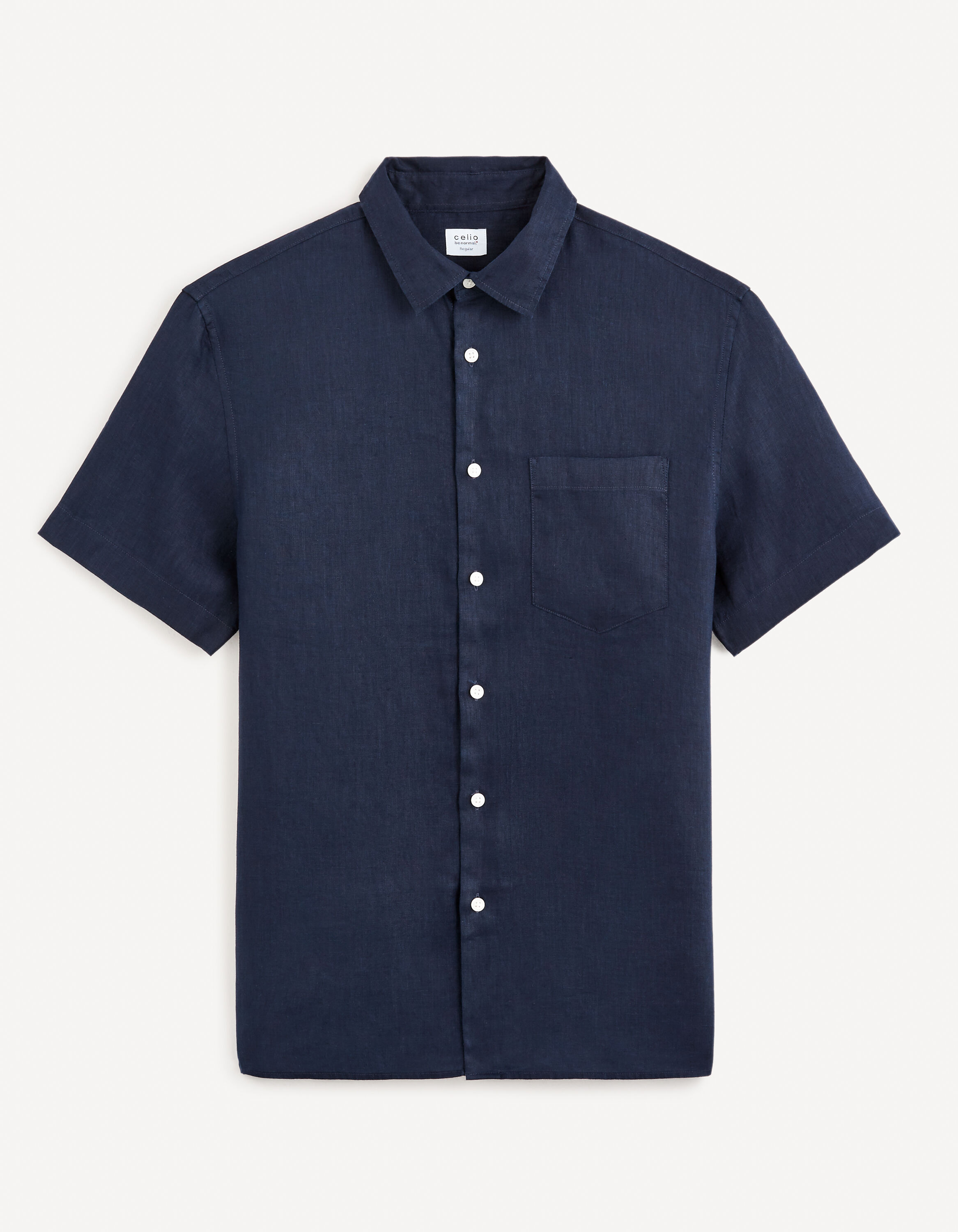 Chemise regular 100% lin - marine