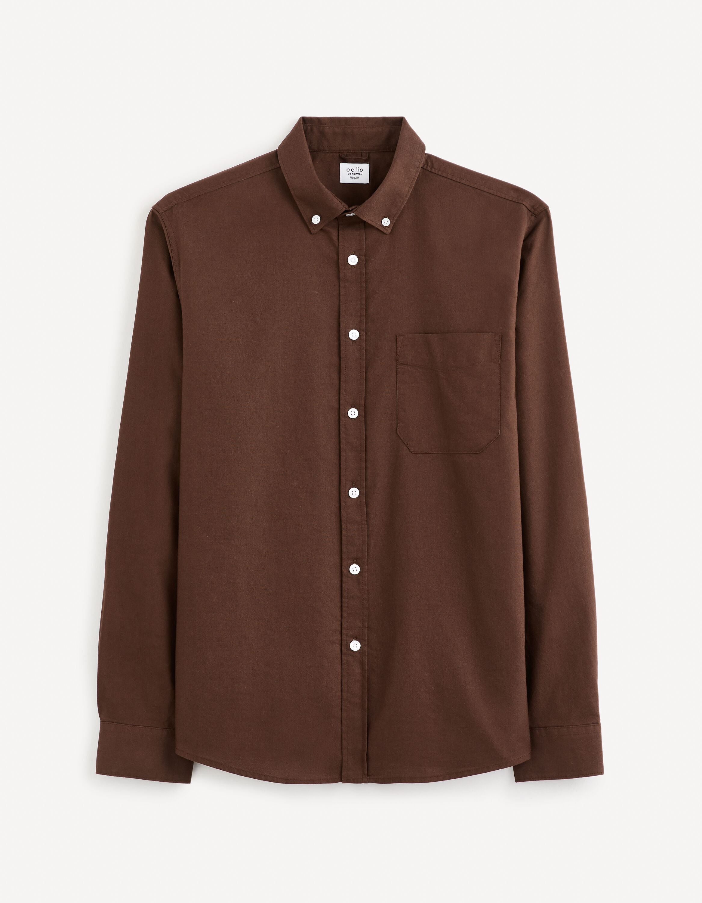 Chemise regular 100% coton oxford- chocolat