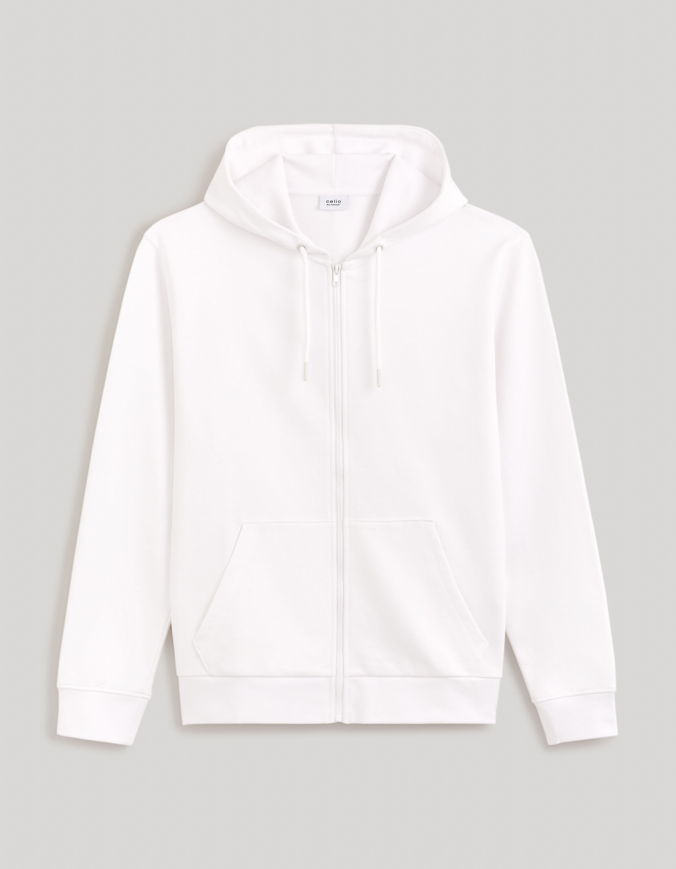 Sweat zipp&eacute; &agrave; capuche 100% coton - blanc