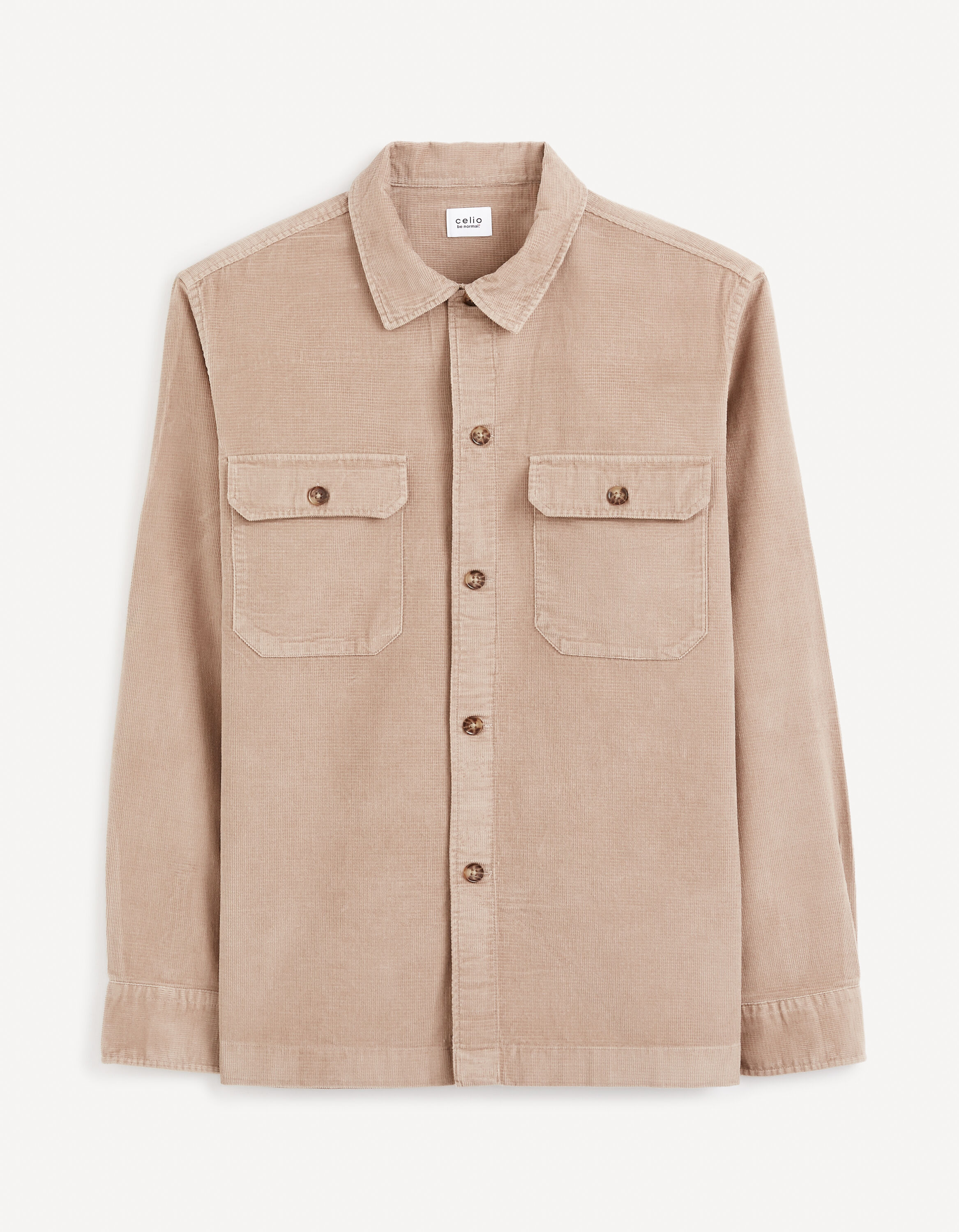 Chemise regular en velours 100% coton - taupe