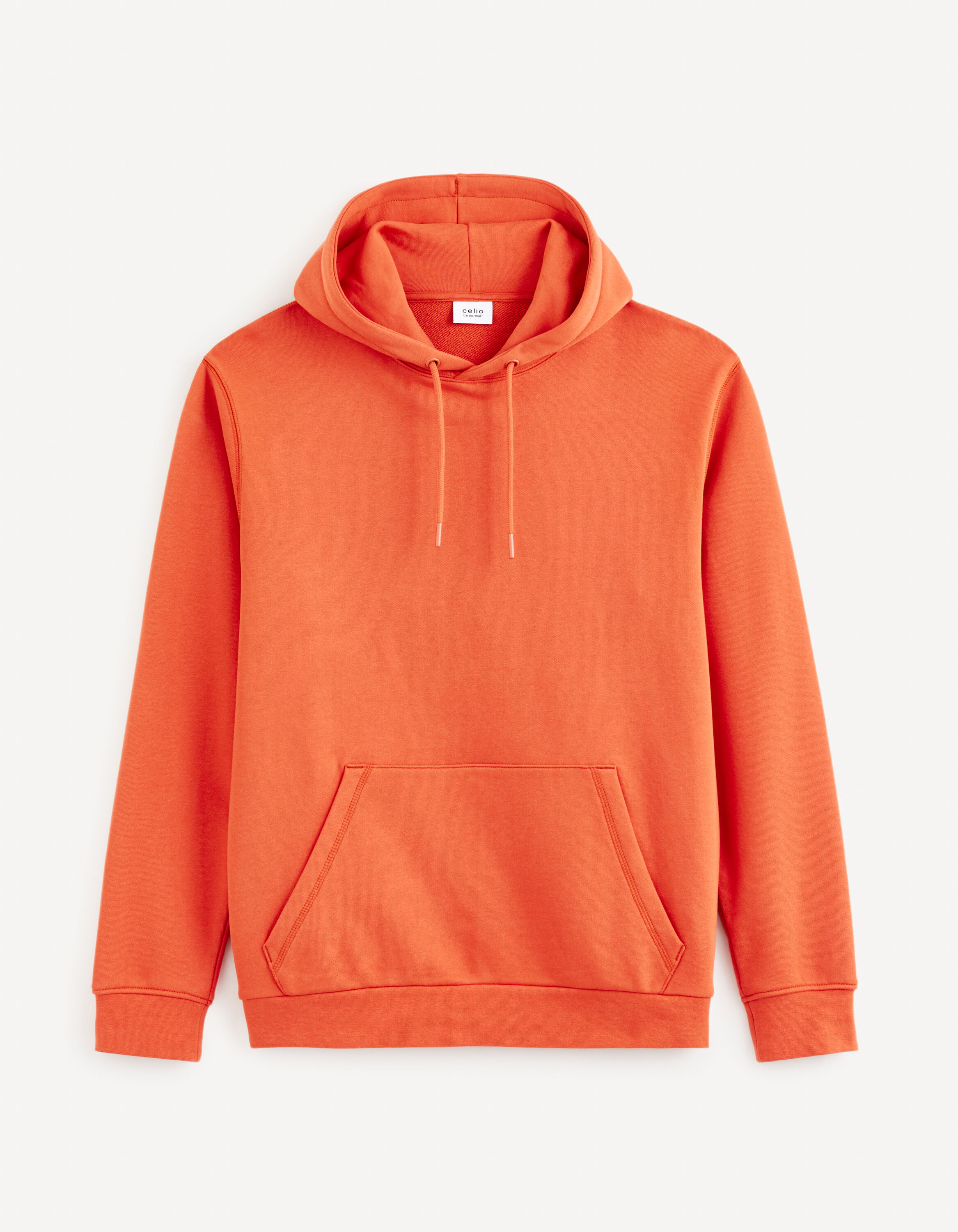 Sweat &agrave; capuche 100% coton - orange