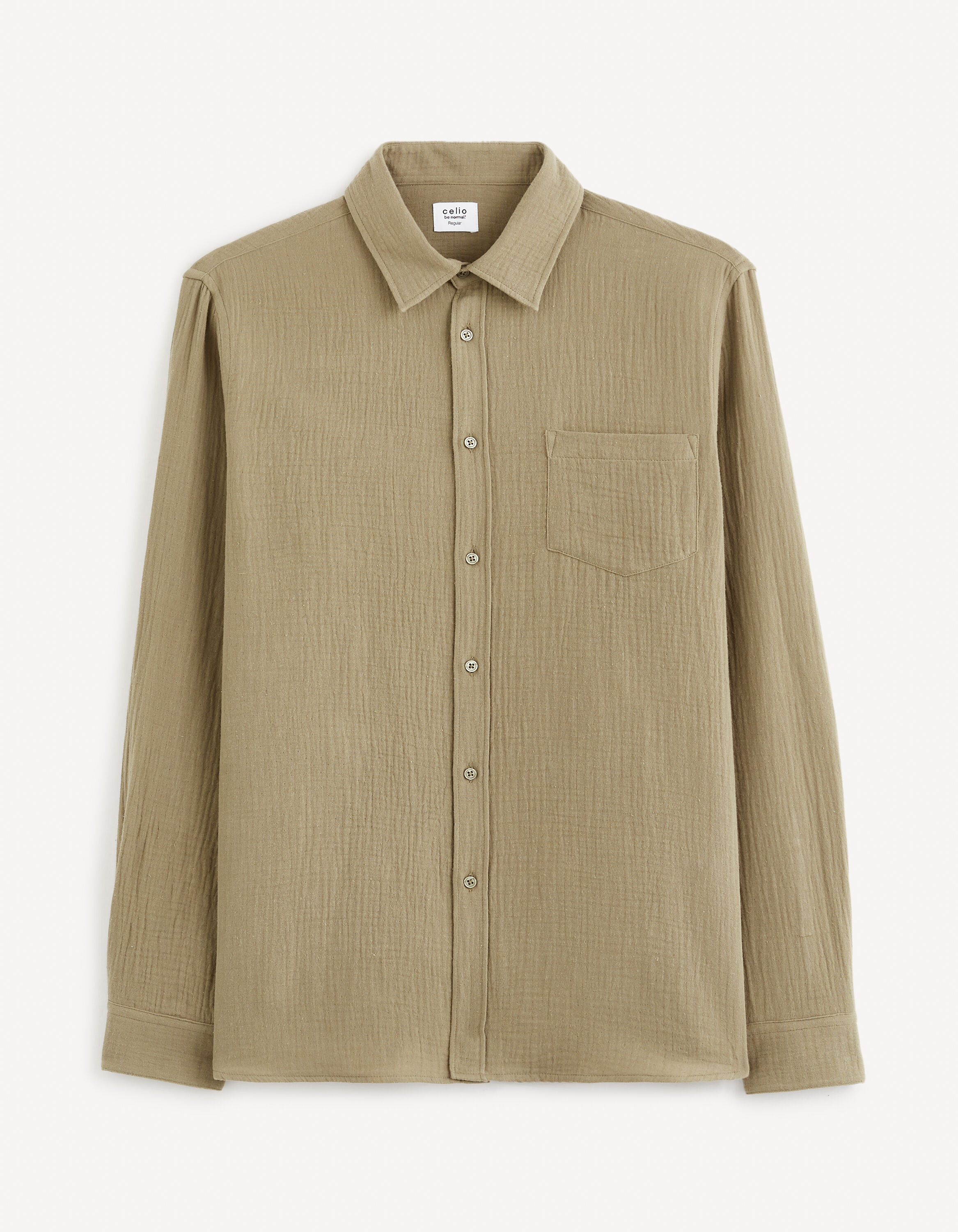 Chemise regular 100% gaze de coton - kaki