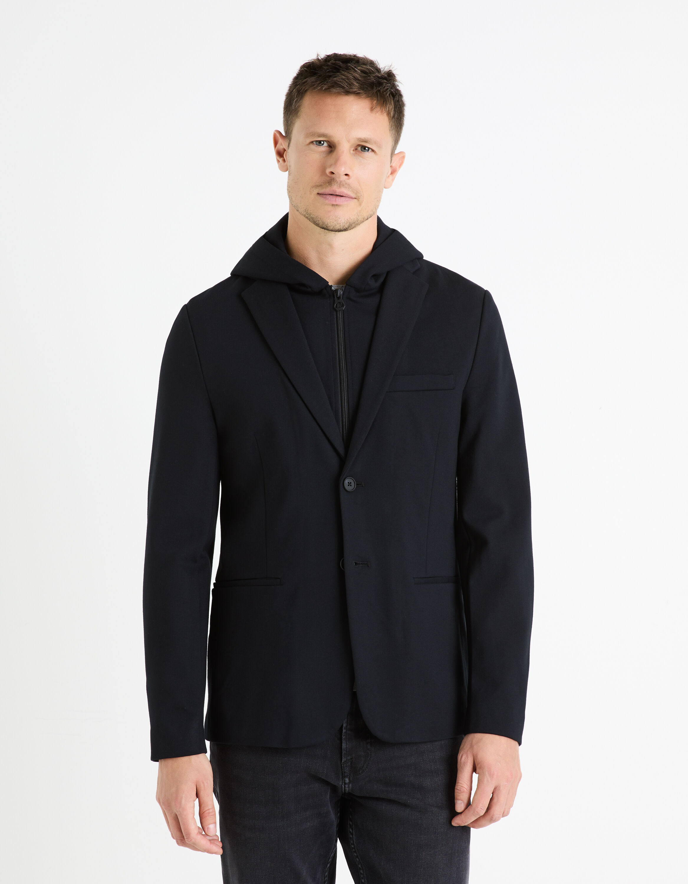 Blazer avec capuche slim - noir