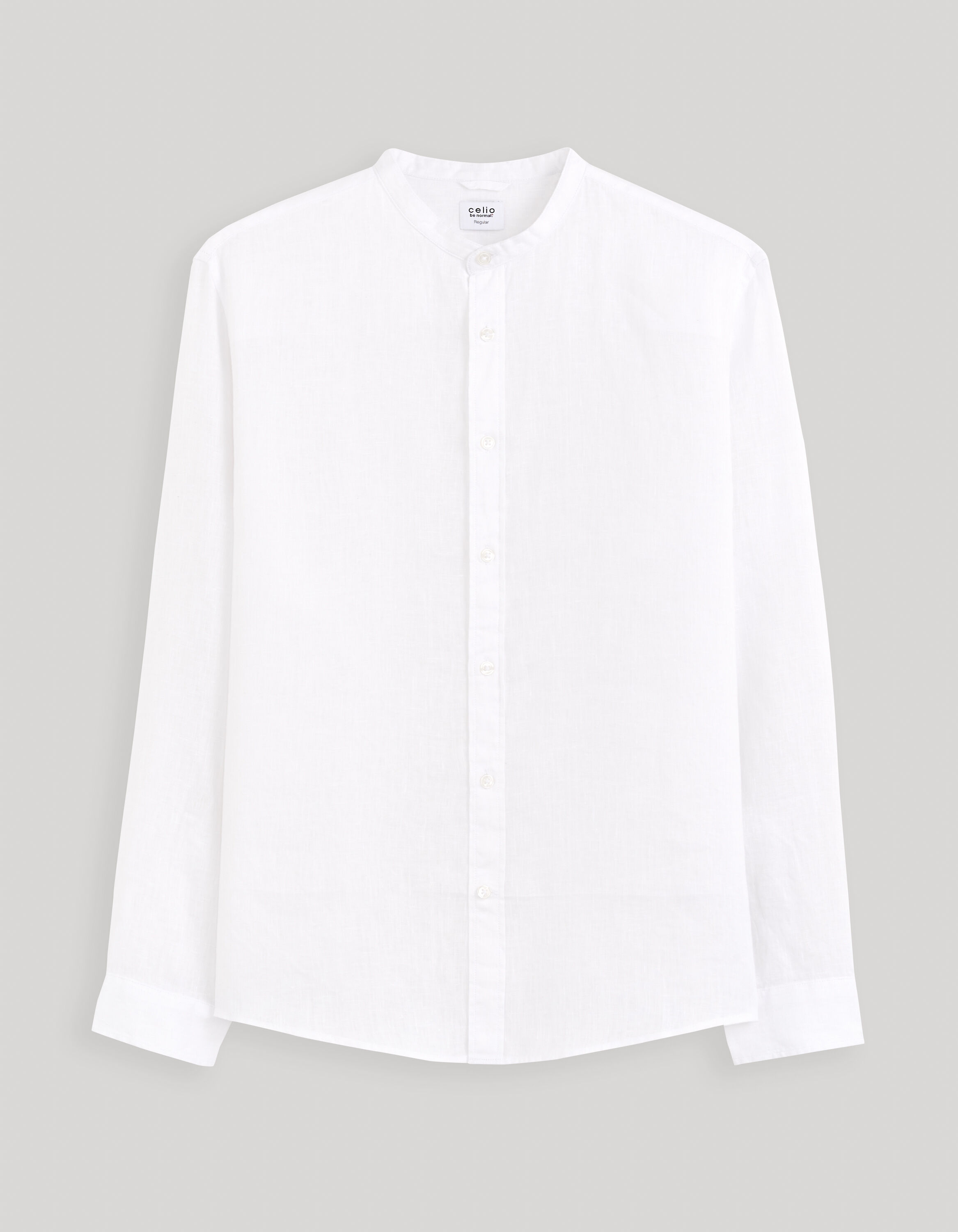 Chemise regular col mao 100% lin - blanc