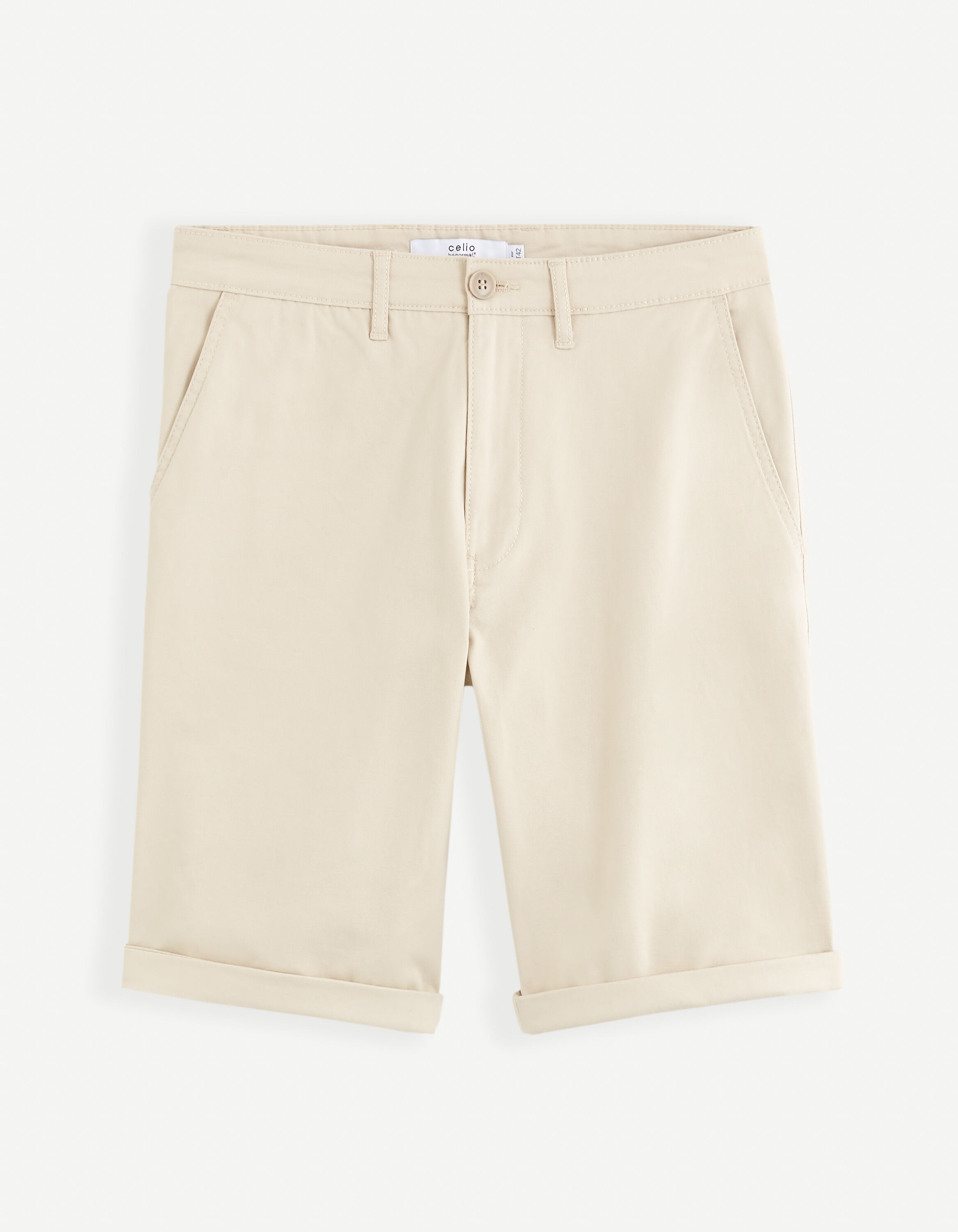 Bermuda chino uni en coton stretch - sable