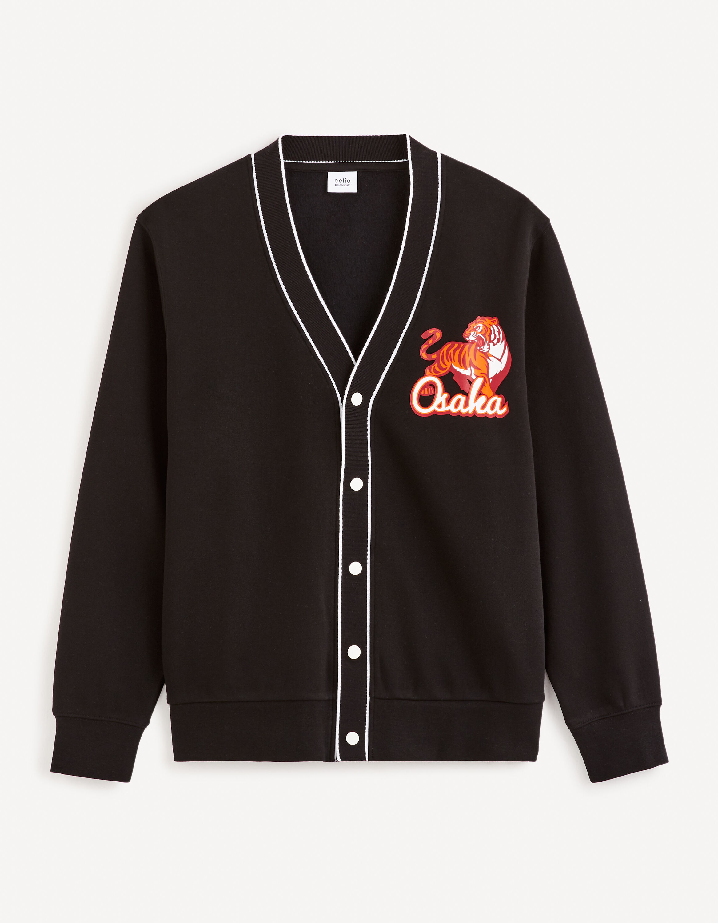 Cardigan coton m&eacute;lang&eacute; - noir