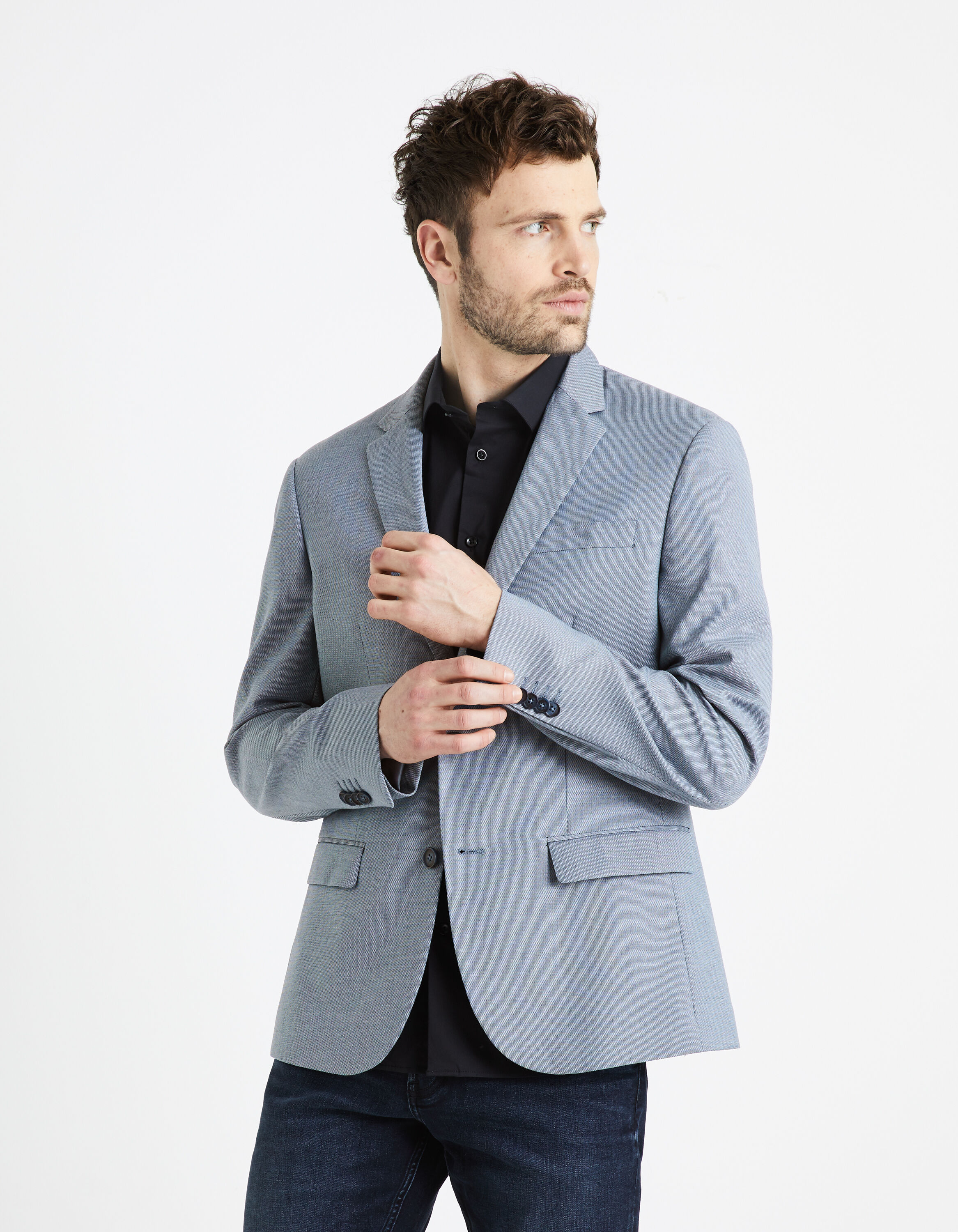 Veste de costume slim Mikro - bleu ciel