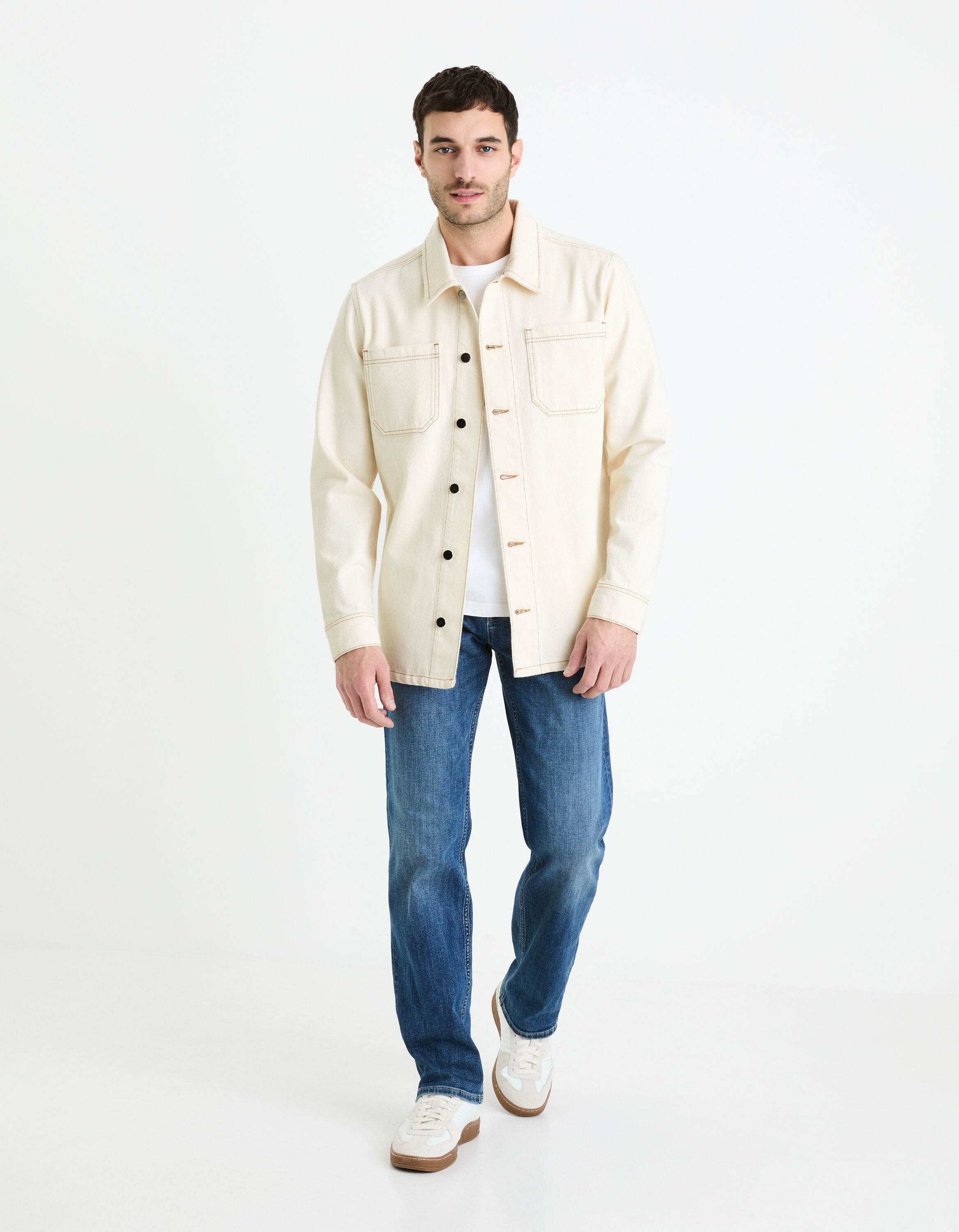 Surchemise oversize 100% coton - beige