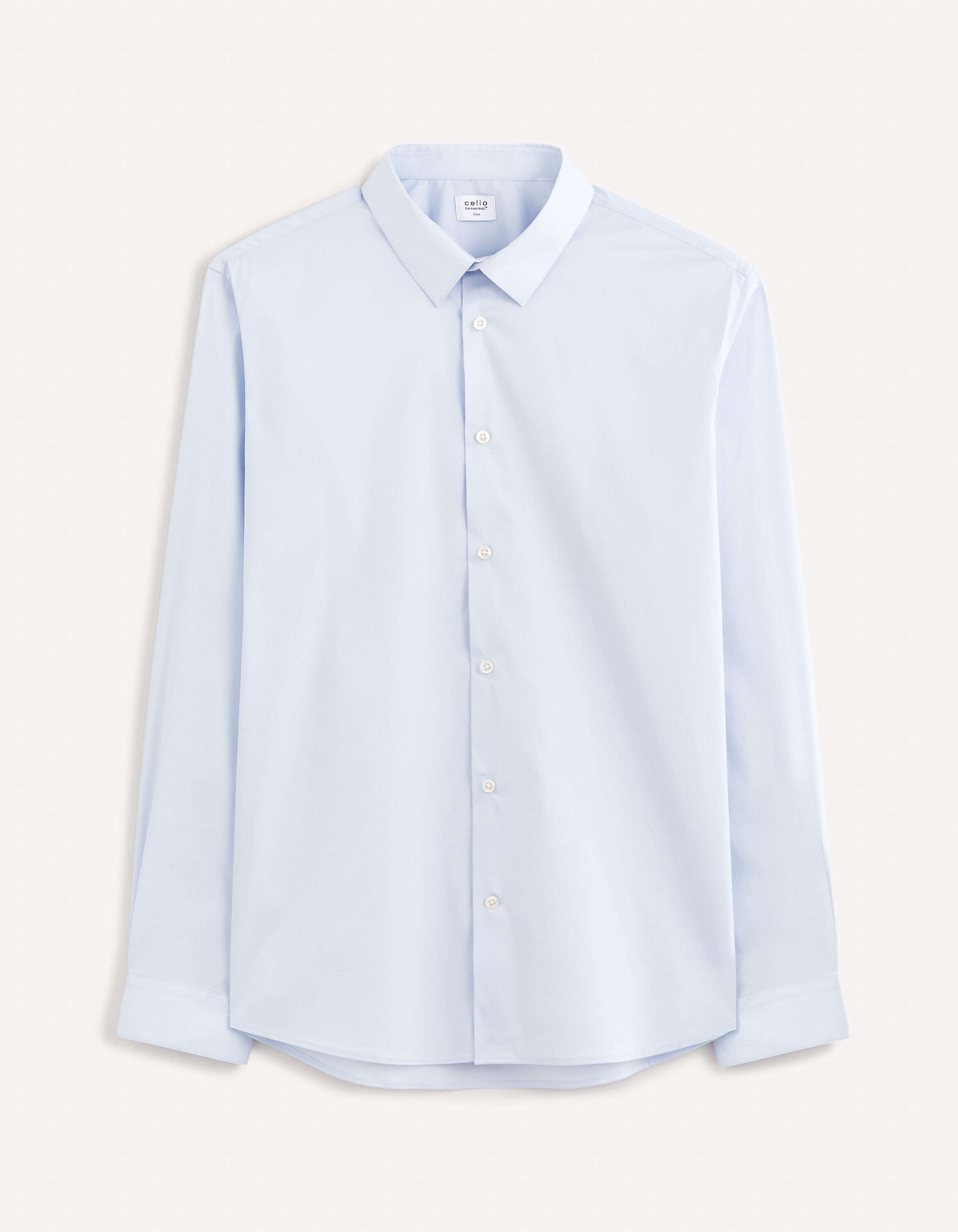 Chemise slim coton stretch - bleu clair
