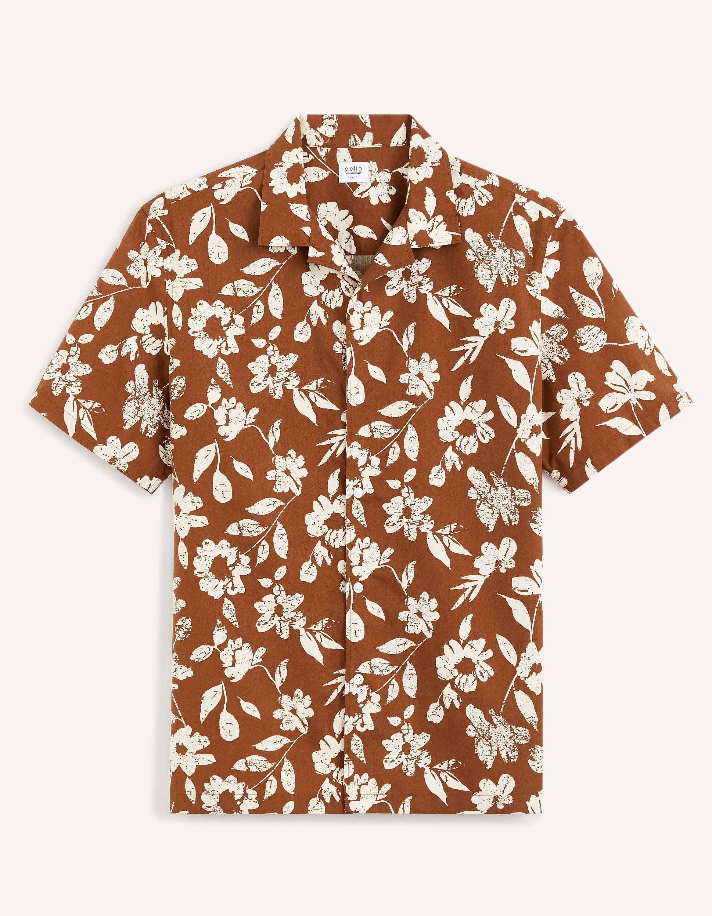 Chemise relax 100% coton - marron