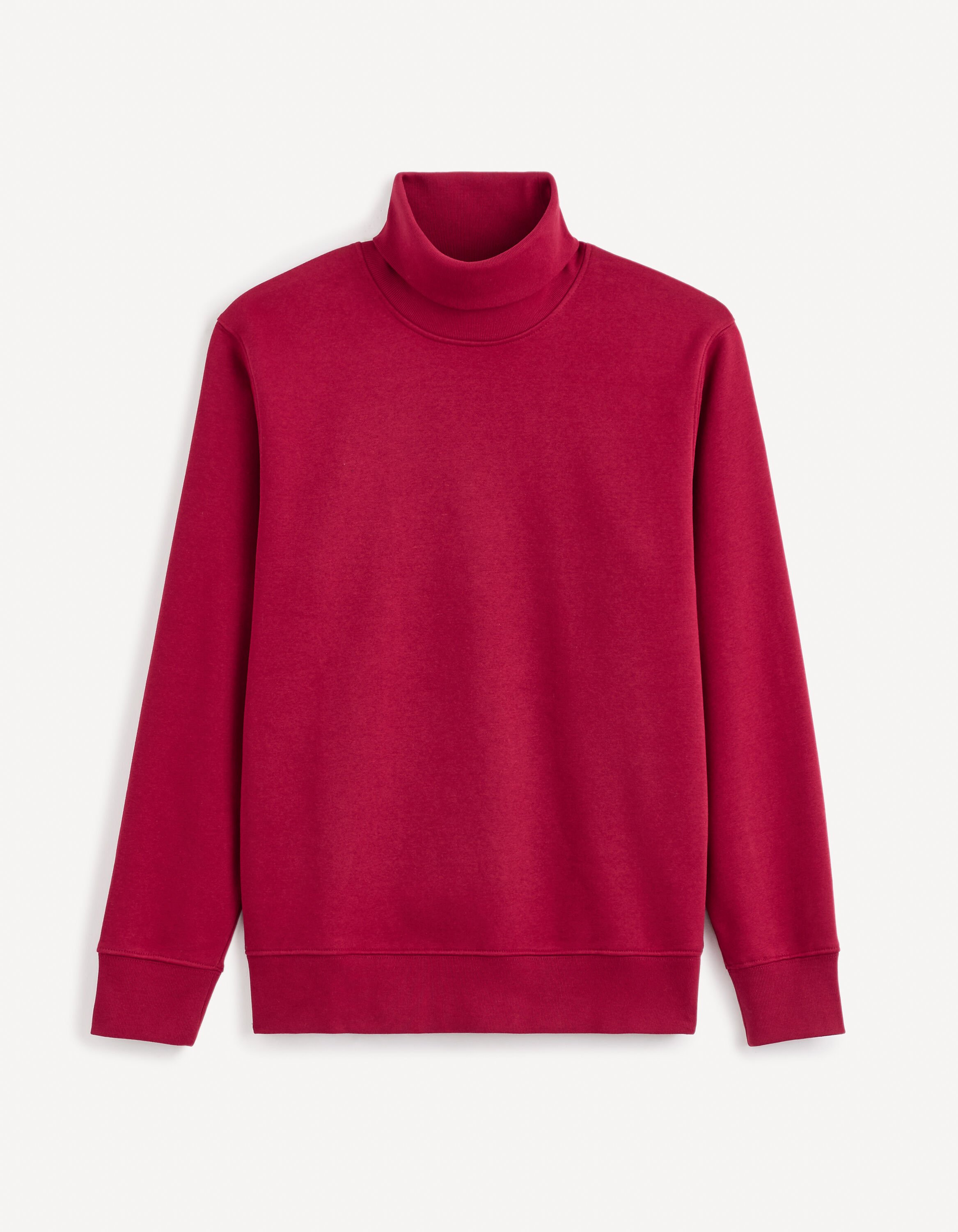 Sweat col roul&eacute; coton m&eacute;lang&eacute; - bordeaux